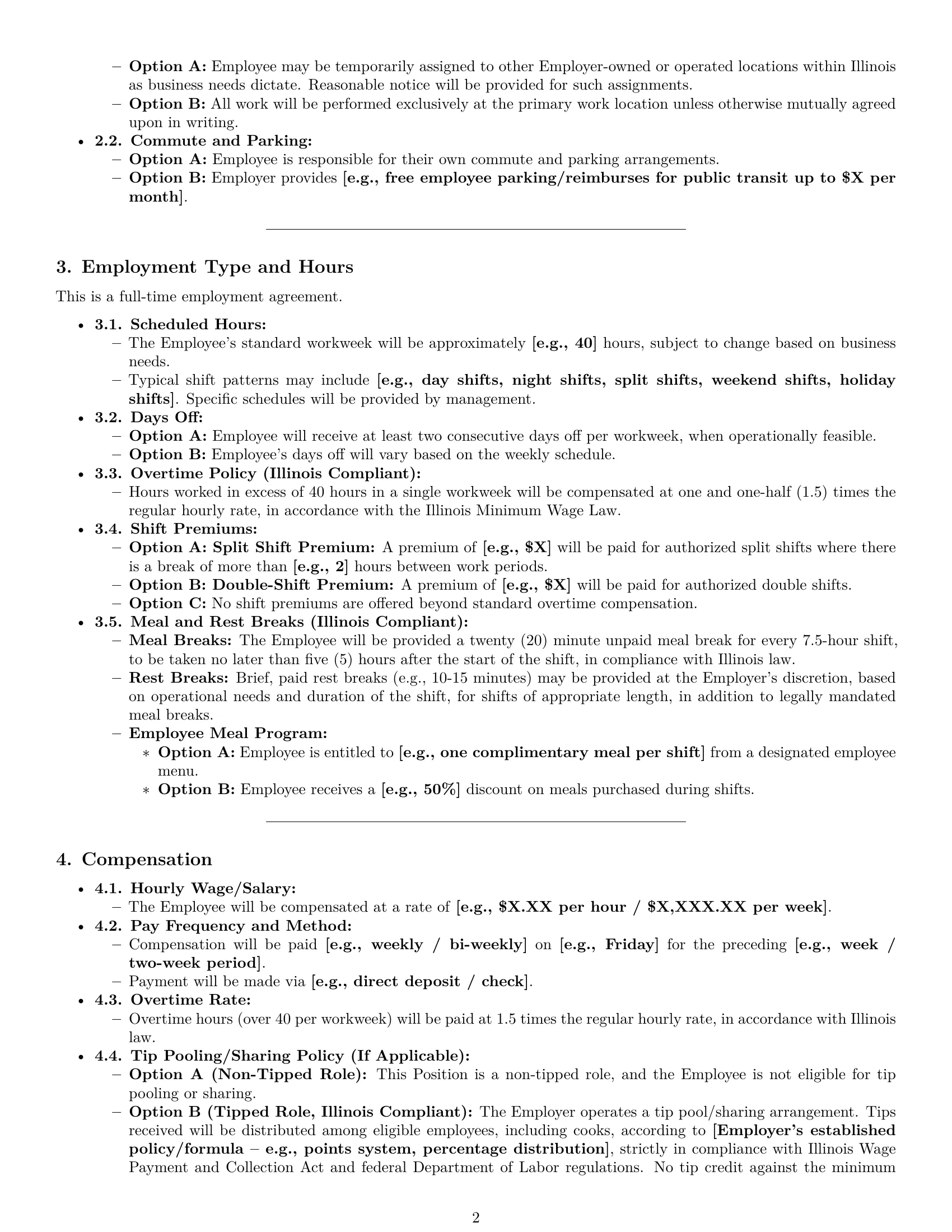 Preview page 2 of Pro Illinois cook employment contract template