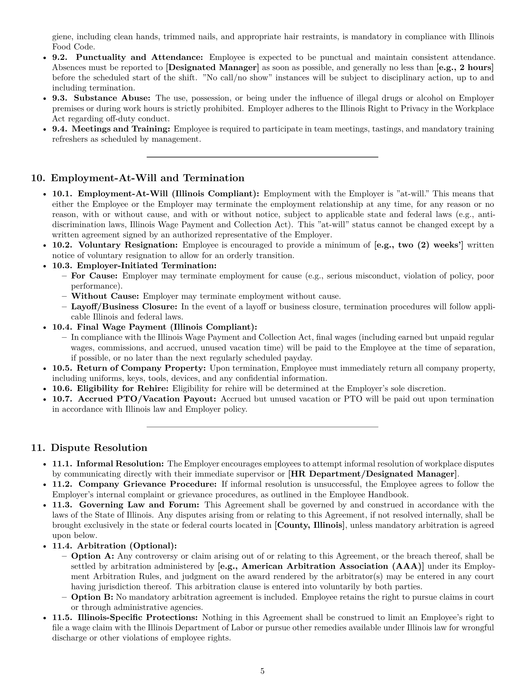 Preview page 5 of Pro Illinois cook employment contract template