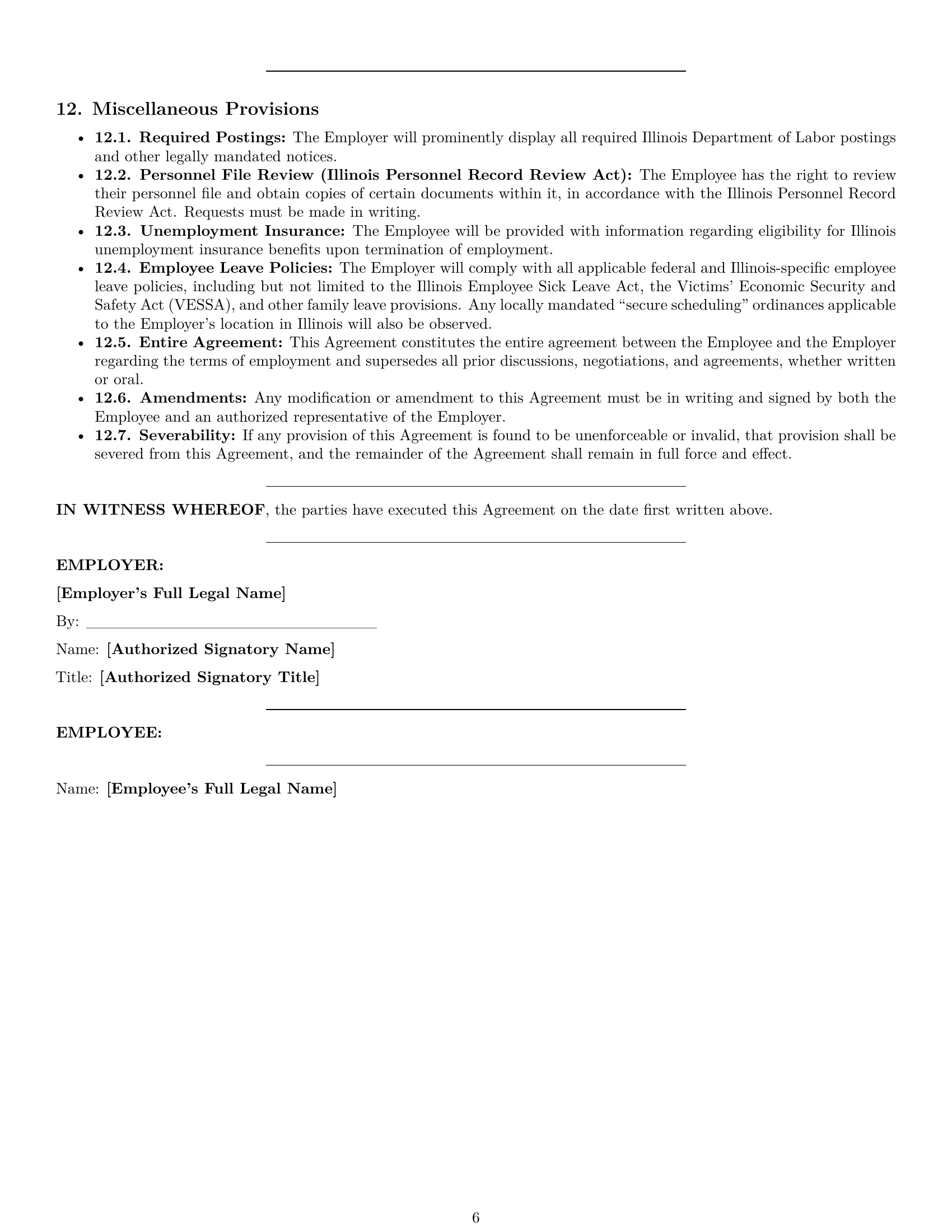 Preview page 6 of Pro Illinois cook employment contract template