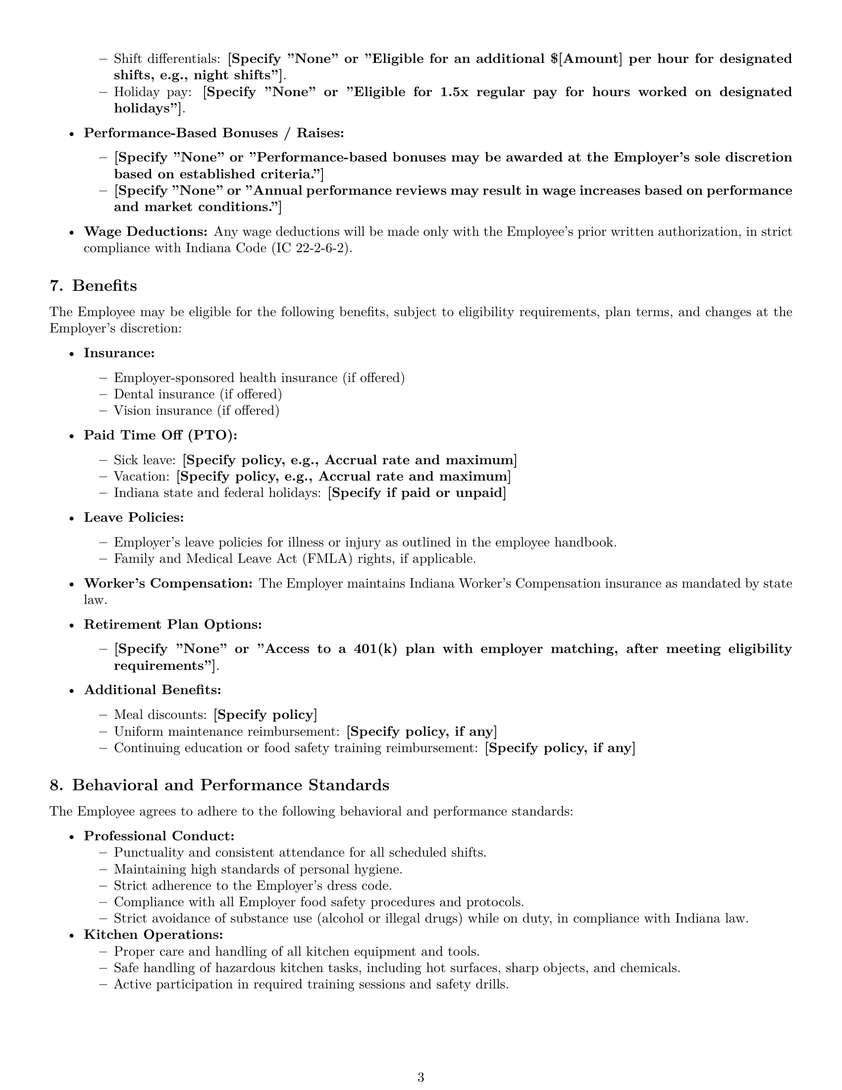 Preview page 3 of Pro Indiana cook employment contract template