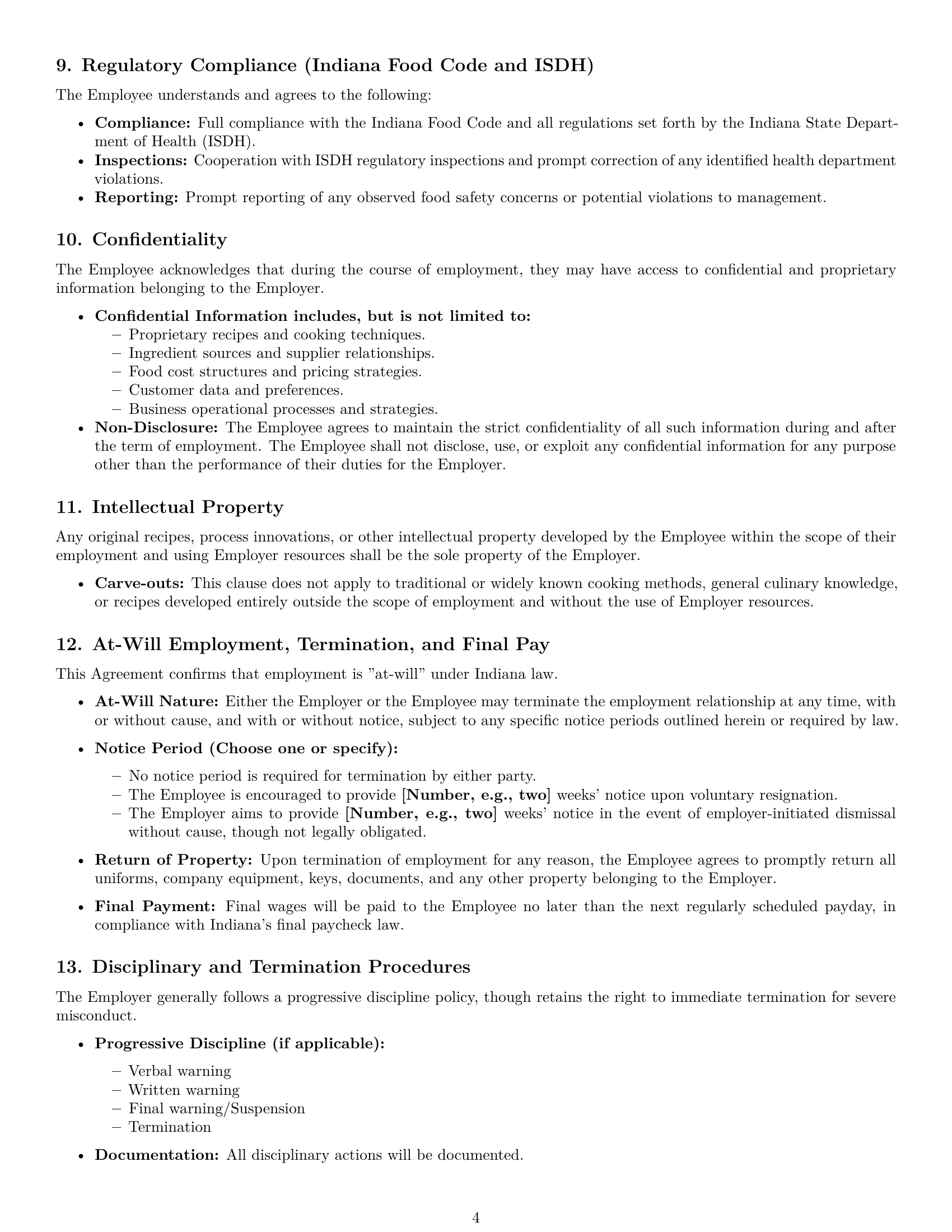 Preview page 4 of Pro Indiana cook employment contract template