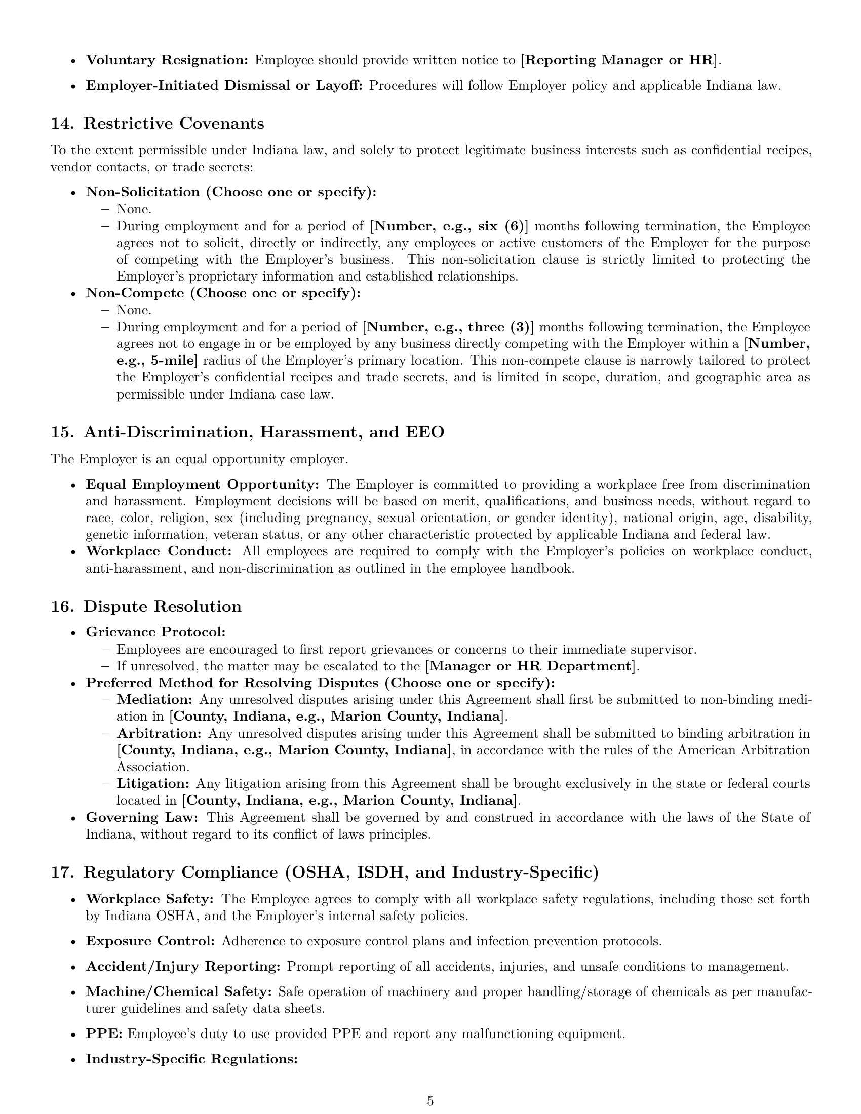 Preview page 5 of Pro Indiana cook employment contract template