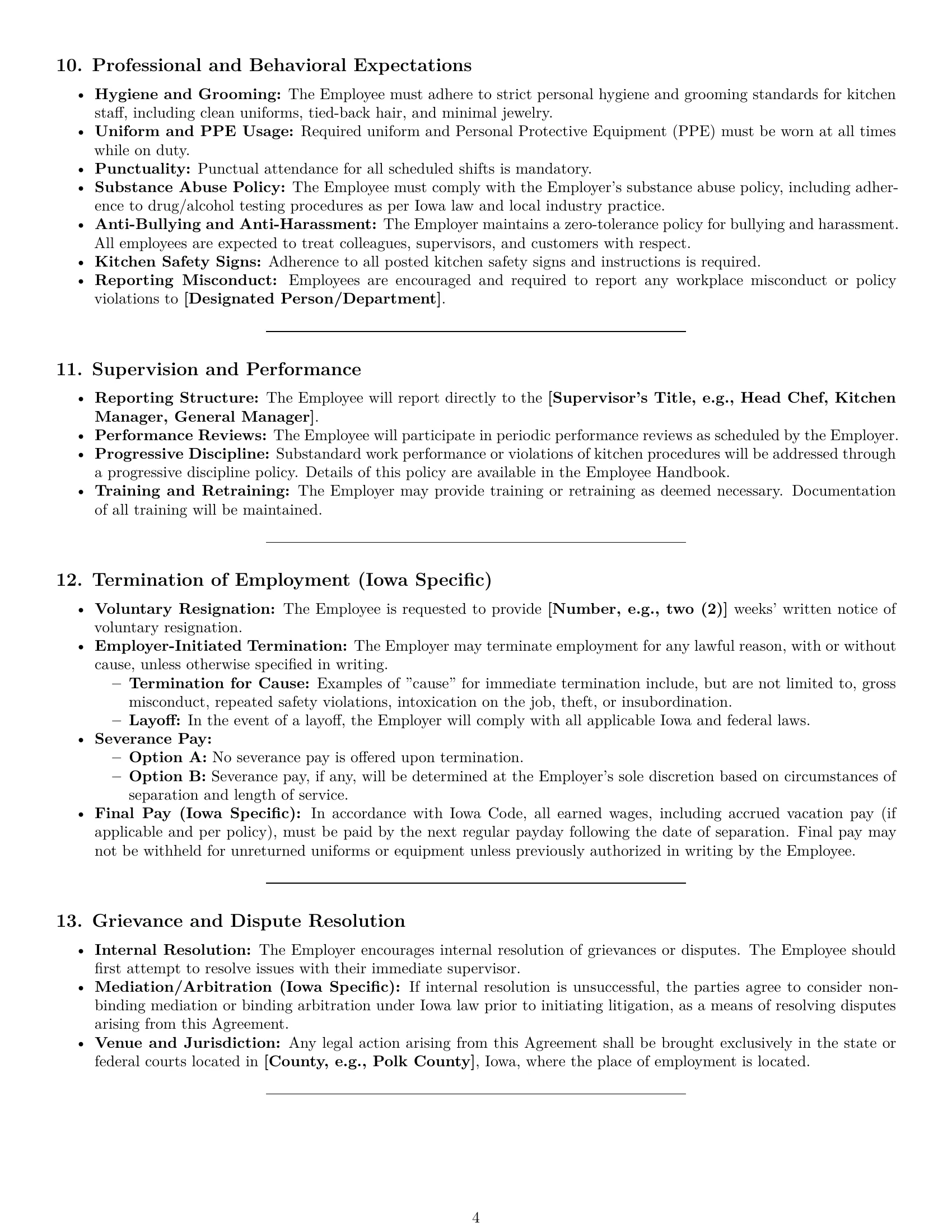 Preview page 4 of Pro Iowa cook employment contract template