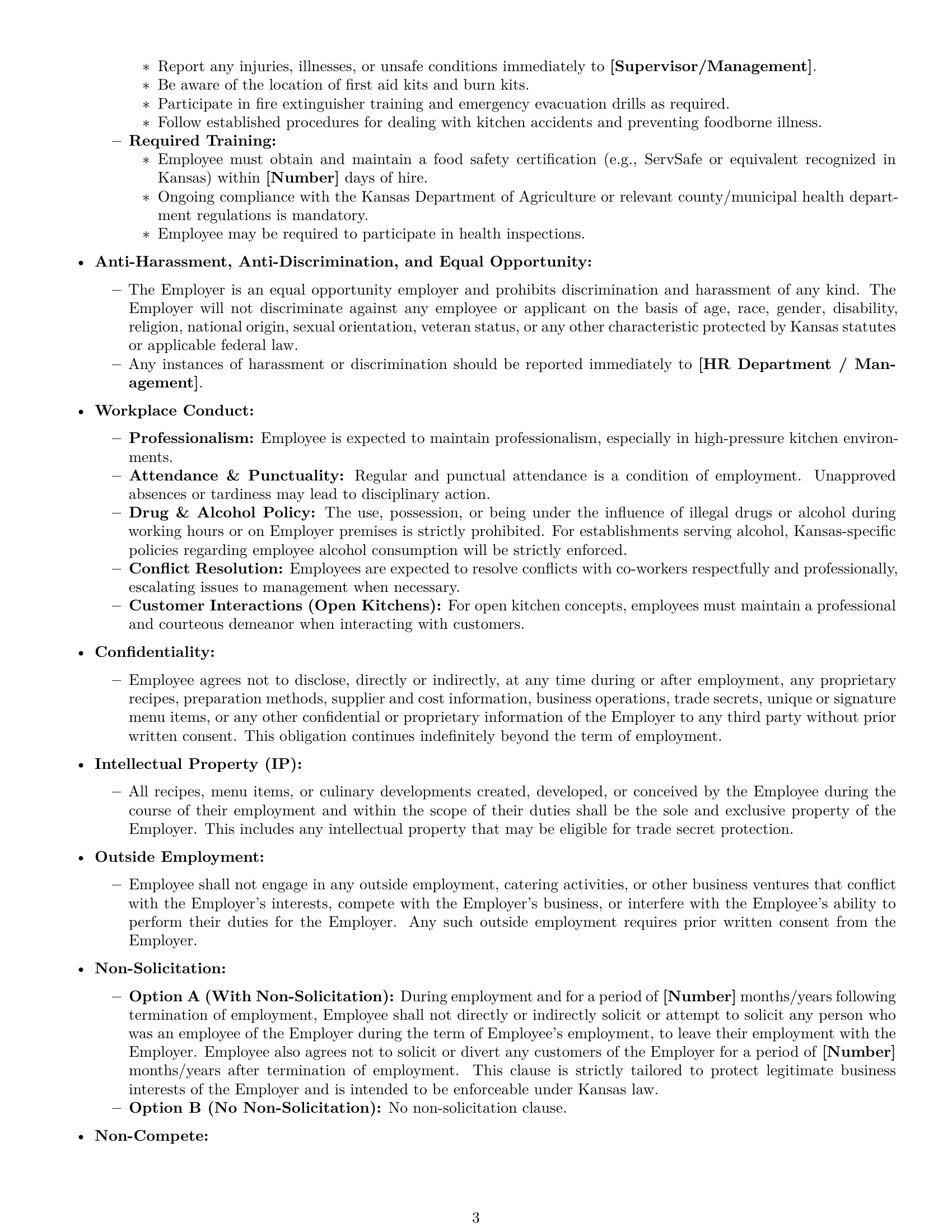 Preview page 3 of Pro Kansas cook employment contract template
