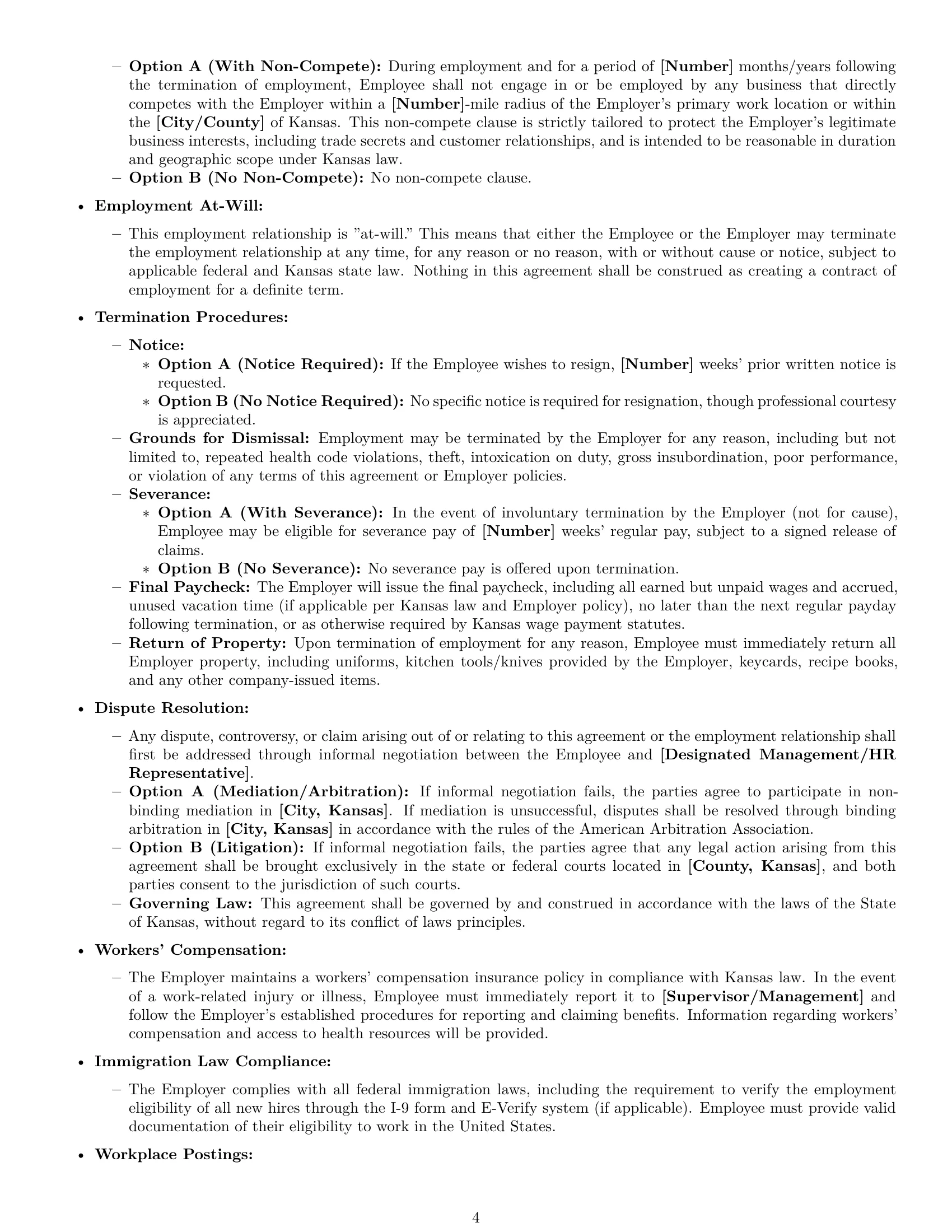 Preview page 4 of Pro Kansas cook employment contract template