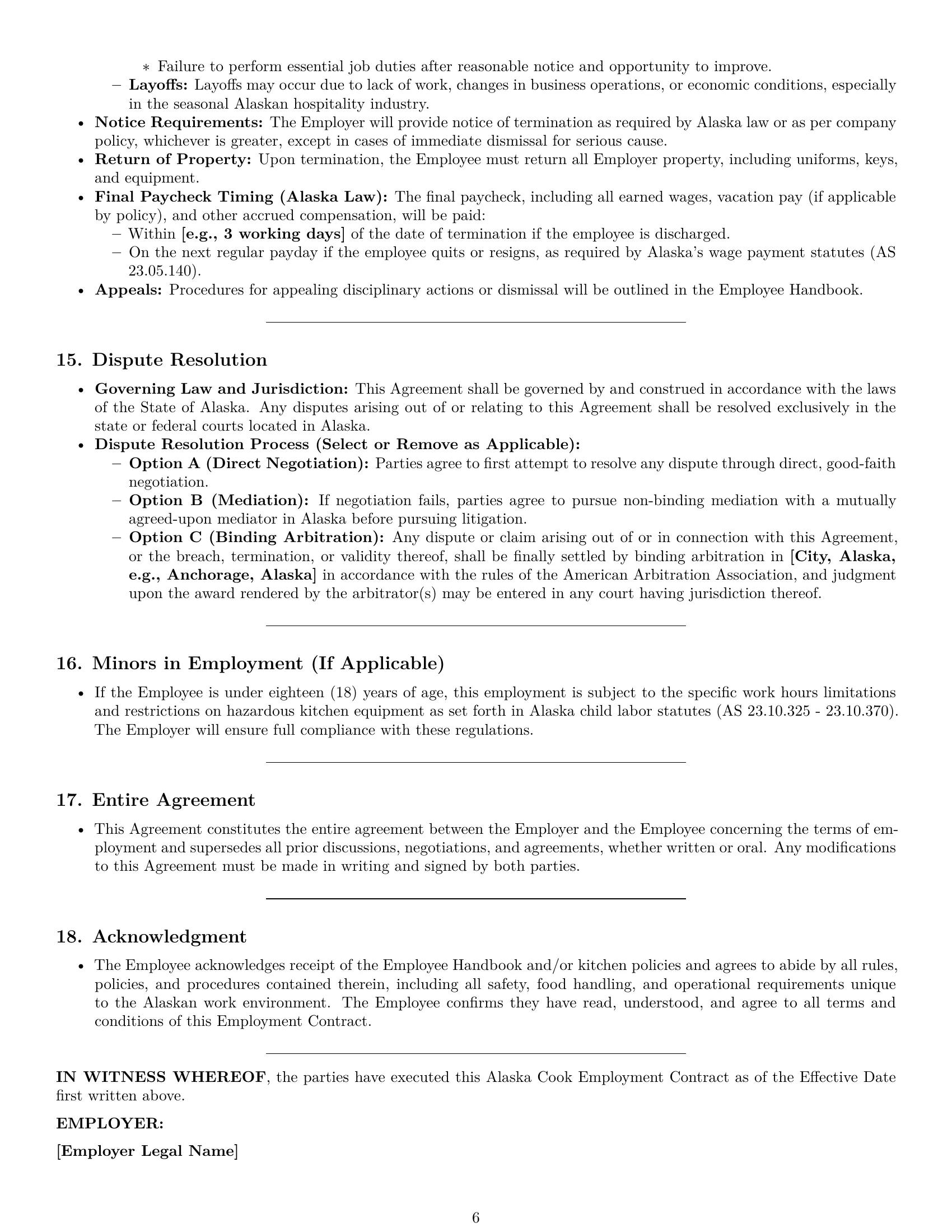 Preview page 6 of Pro Alaska cook employment contract template