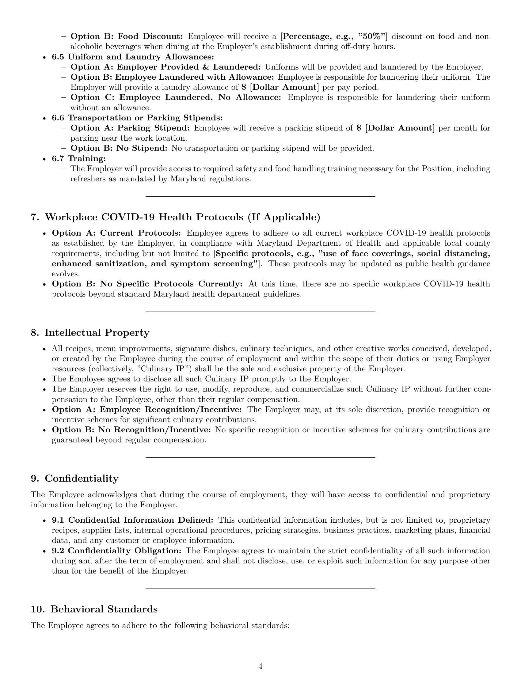 Preview page 4 of Pro Maryland cook employment contract template