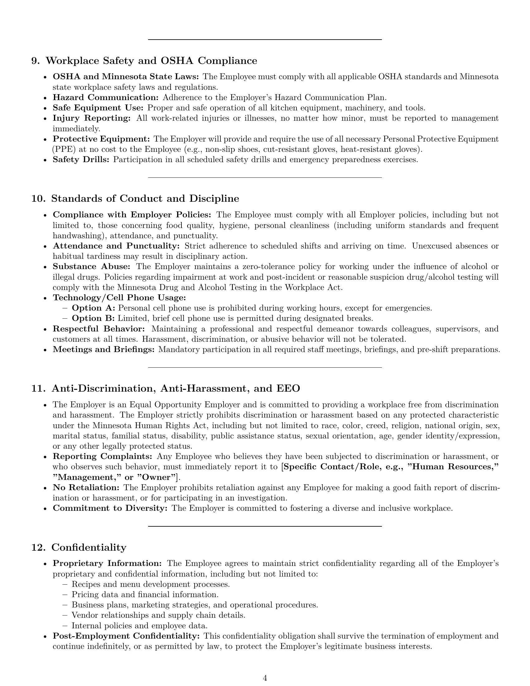 Preview page 4 of Pro Minnesota cook employment contract template