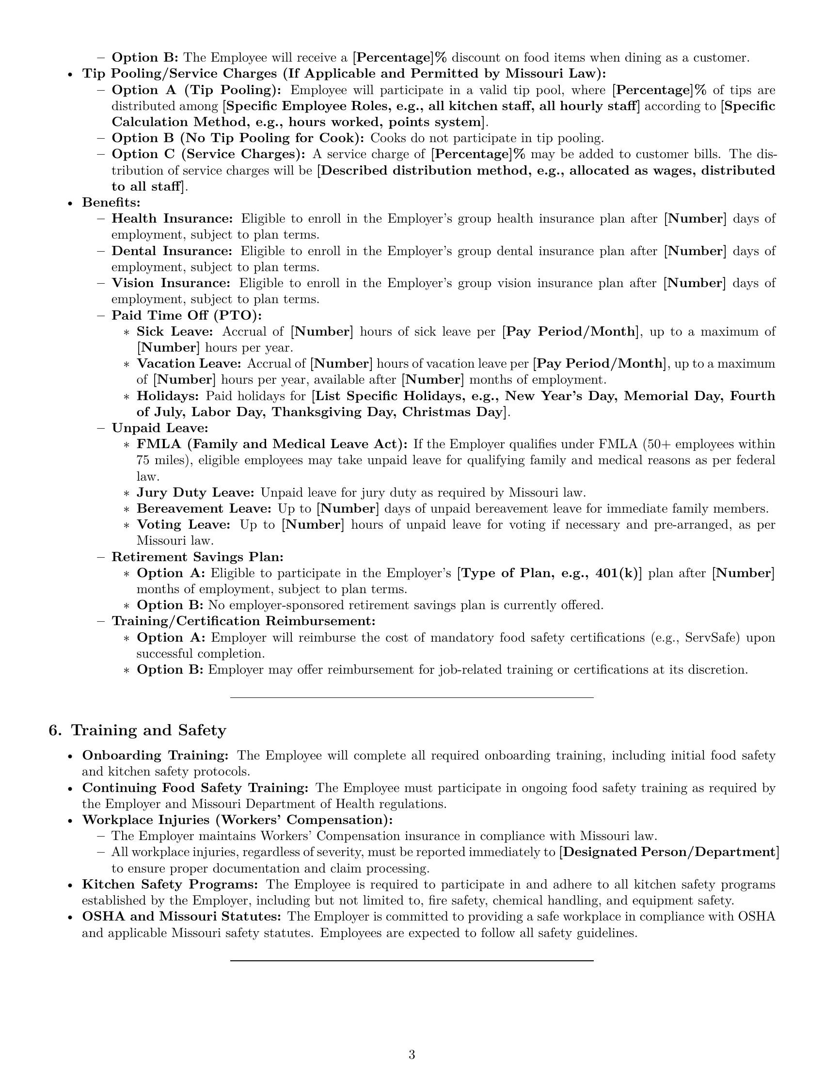 Preview page 3 of Pro Missouri cook employment contract template