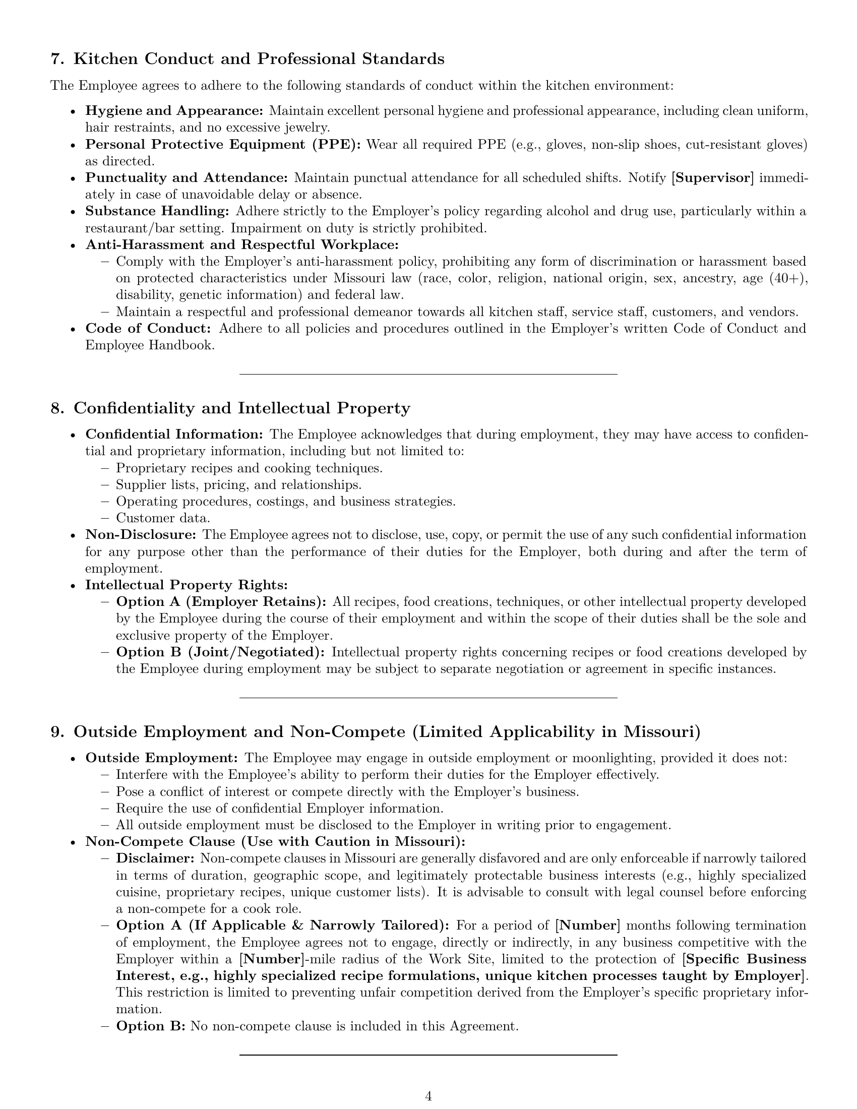 Preview page 4 of Pro Missouri cook employment contract template