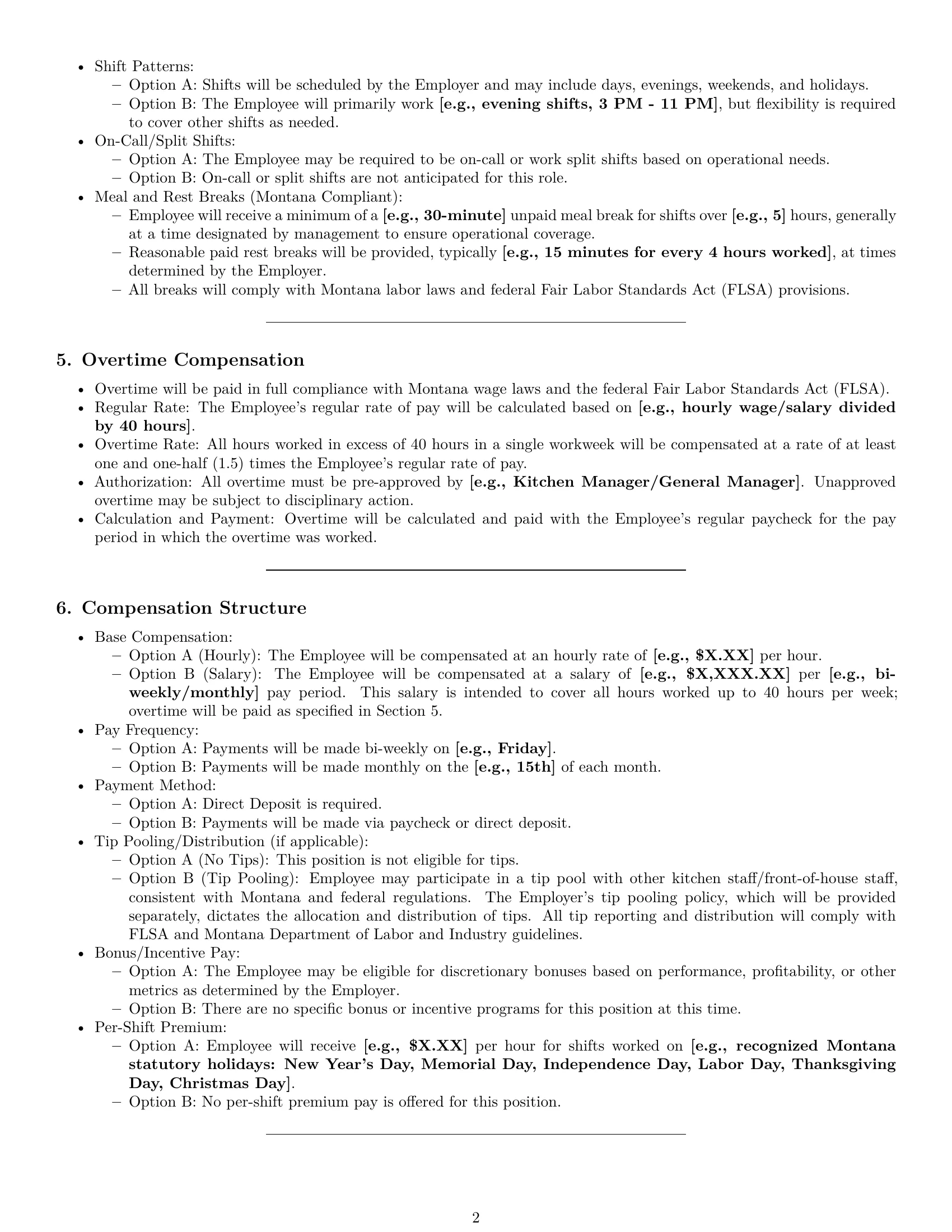 Preview page 2 of Pro Montana cook employment contract template