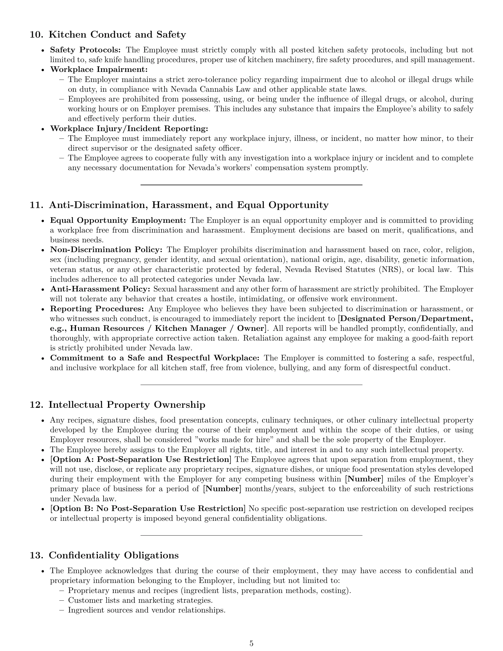 Preview page 5 of Pro Nevada cook employment contract template