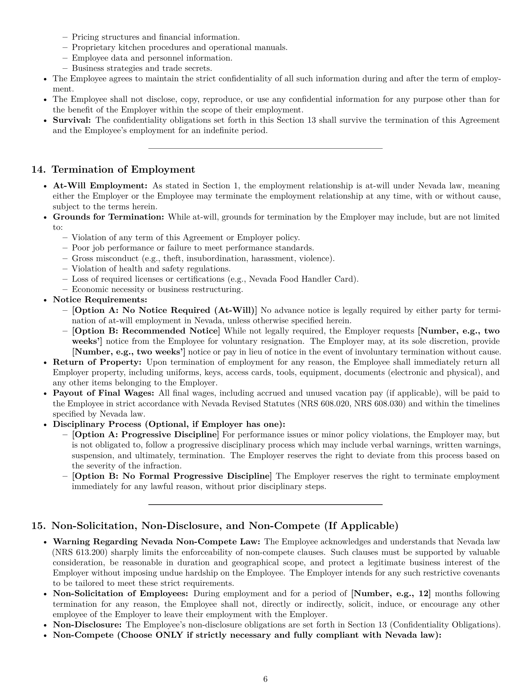 Preview page 6 of Pro Nevada cook employment contract template