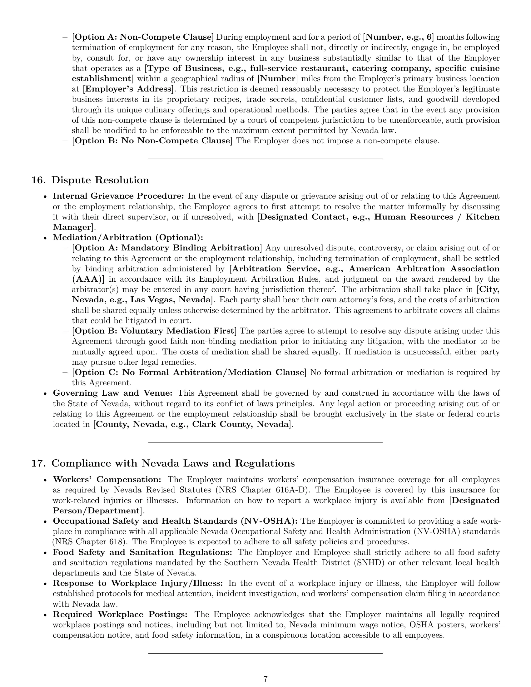 Preview page 7 of Pro Nevada cook employment contract template