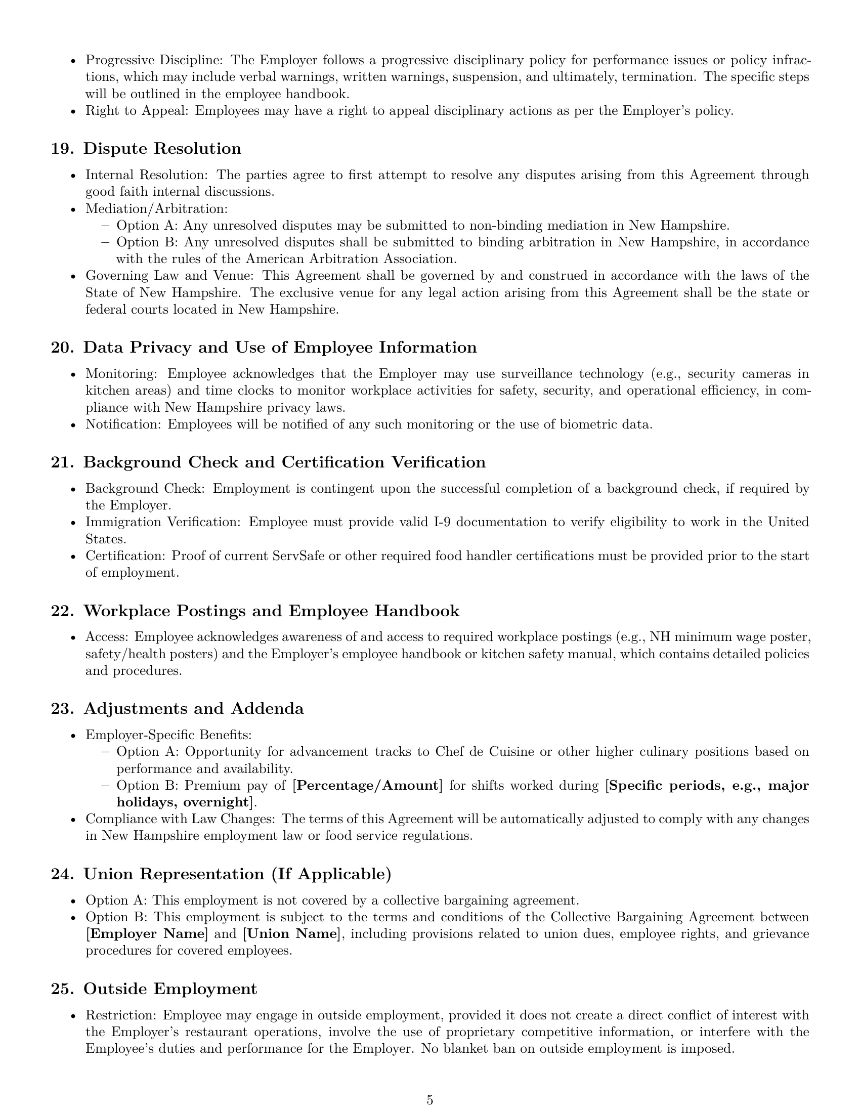 Preview page 5 of Pro New Hampshire cook employment contract template