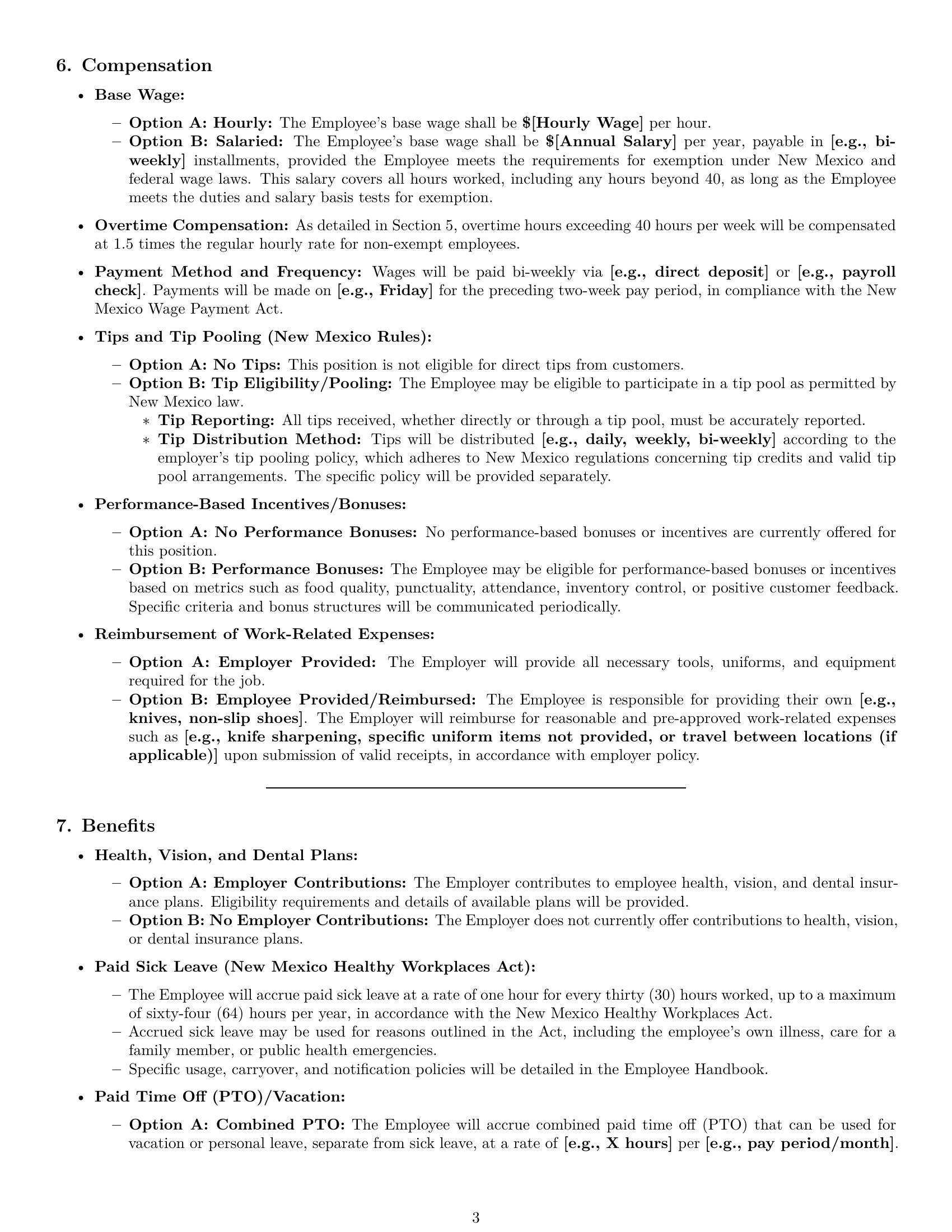 Preview page 3 of Pro New Mexico cook employment contract template