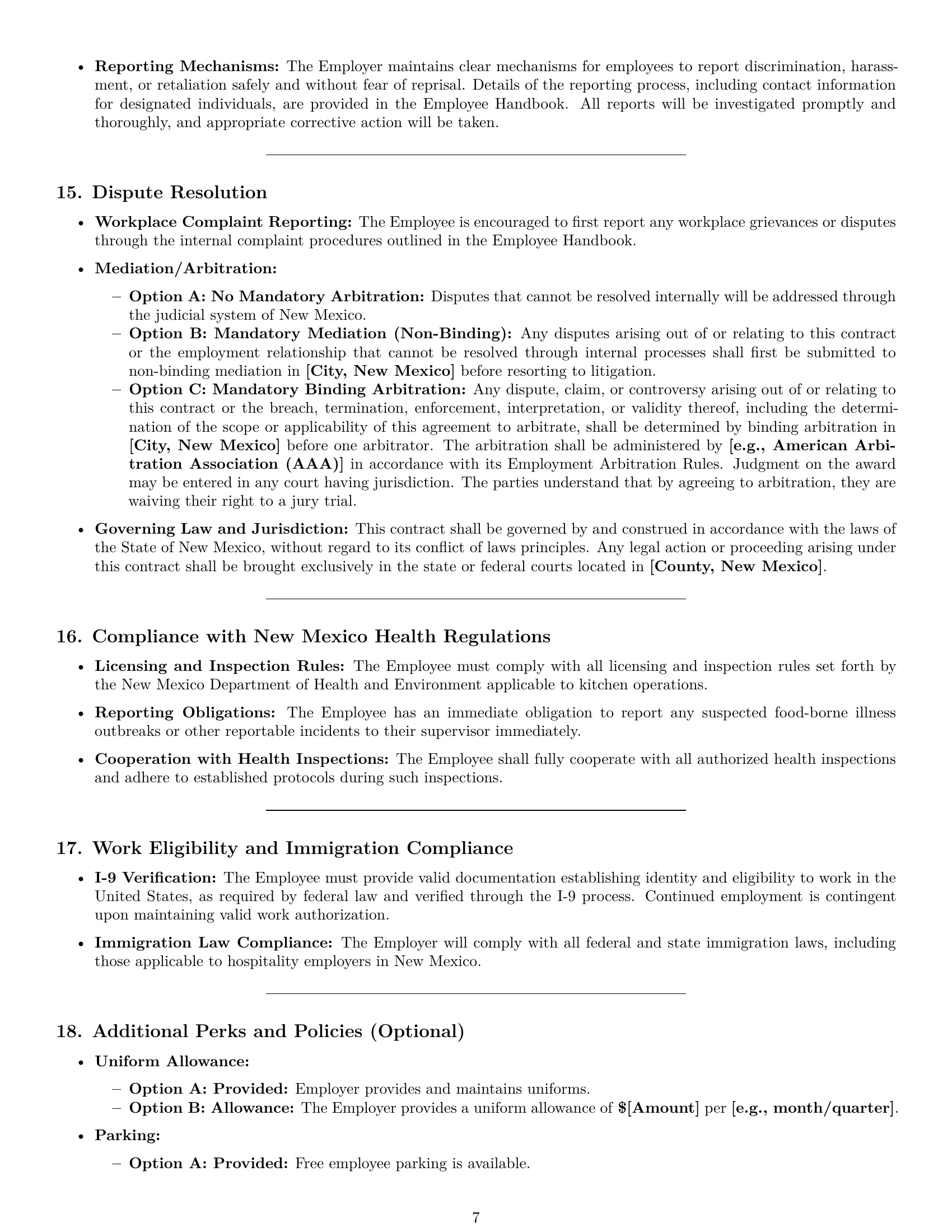 Preview page 7 of Pro New Mexico cook employment contract template