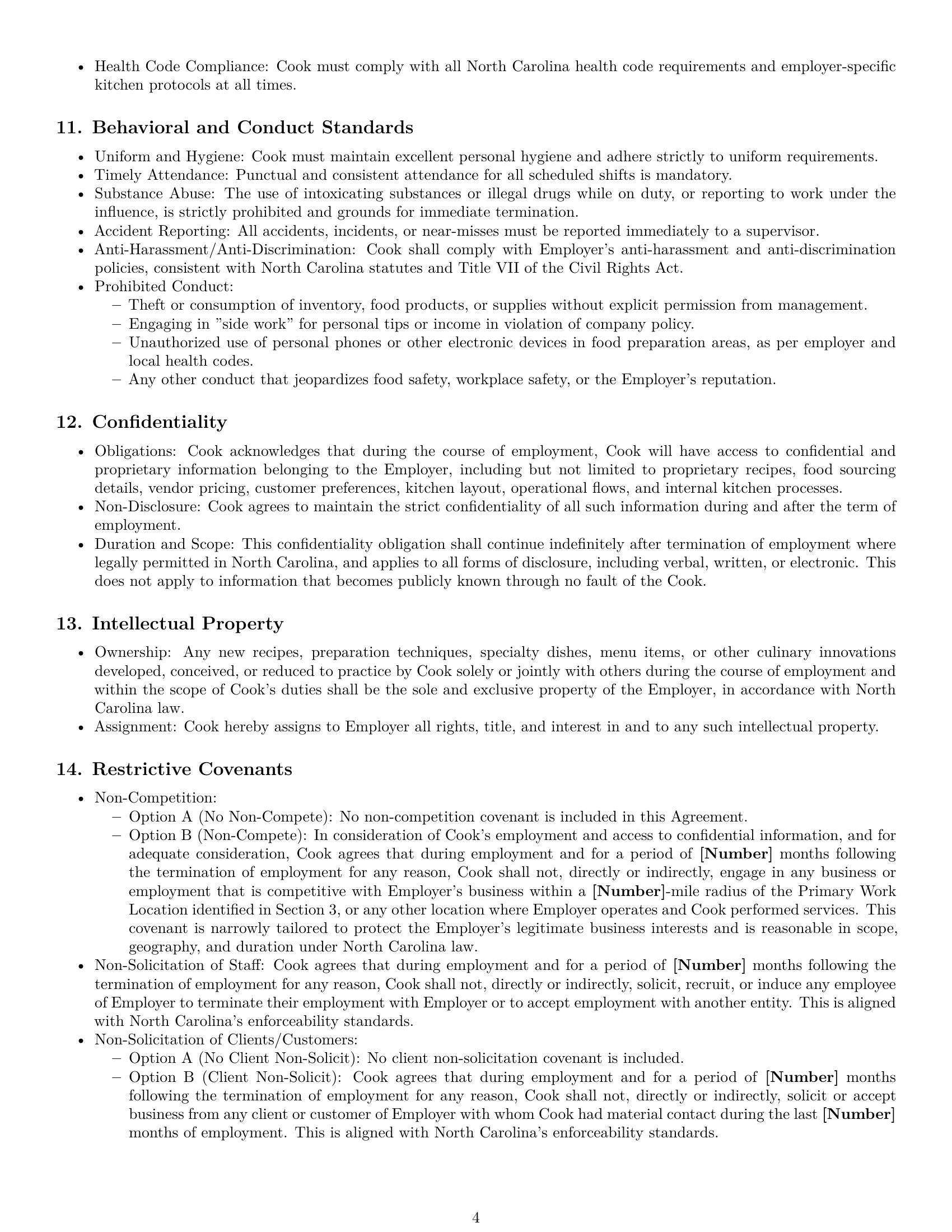 Preview page 4 of Pro North Carolina cook employment contract template