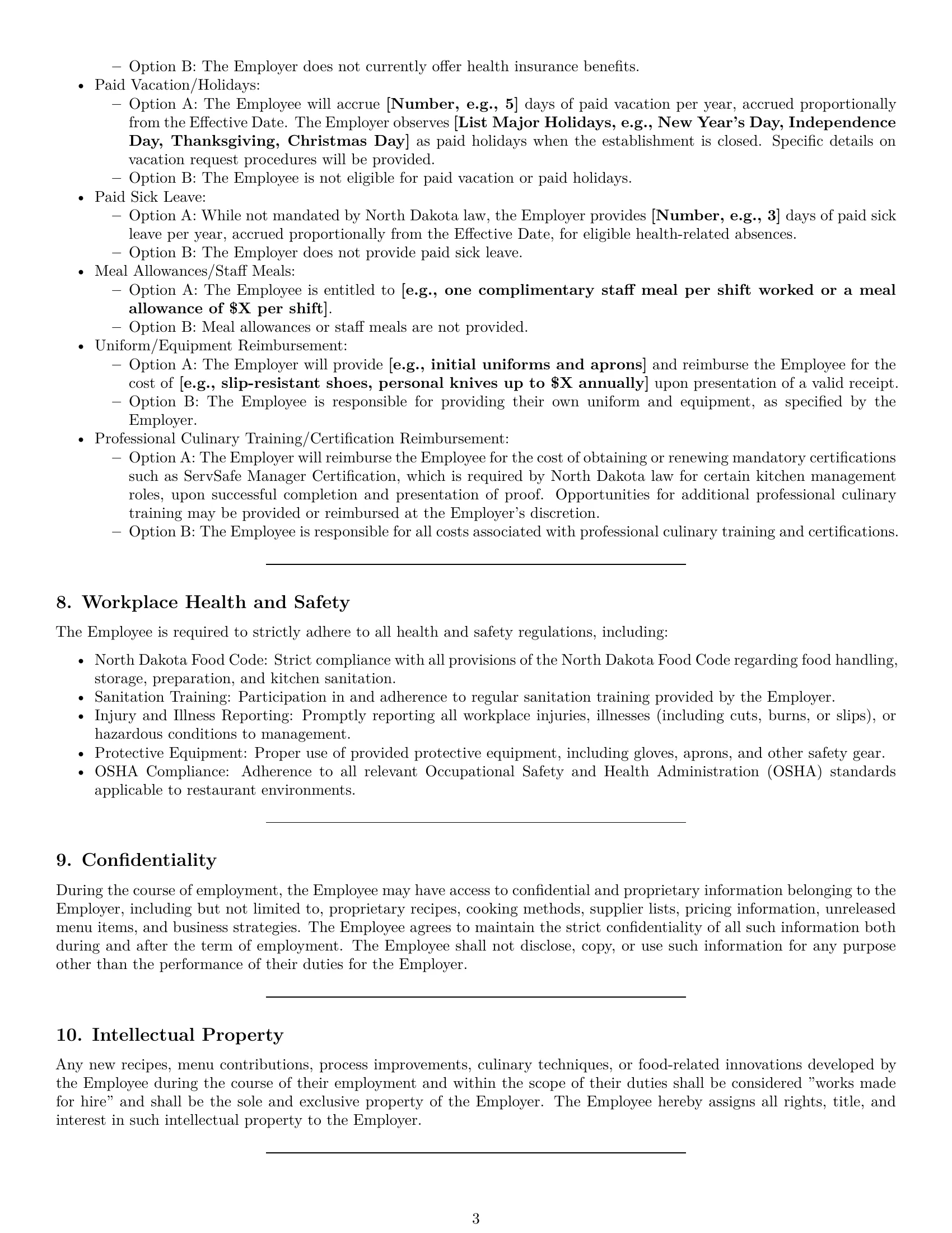Preview page 3 of Pro North Dakota cook employment contract template