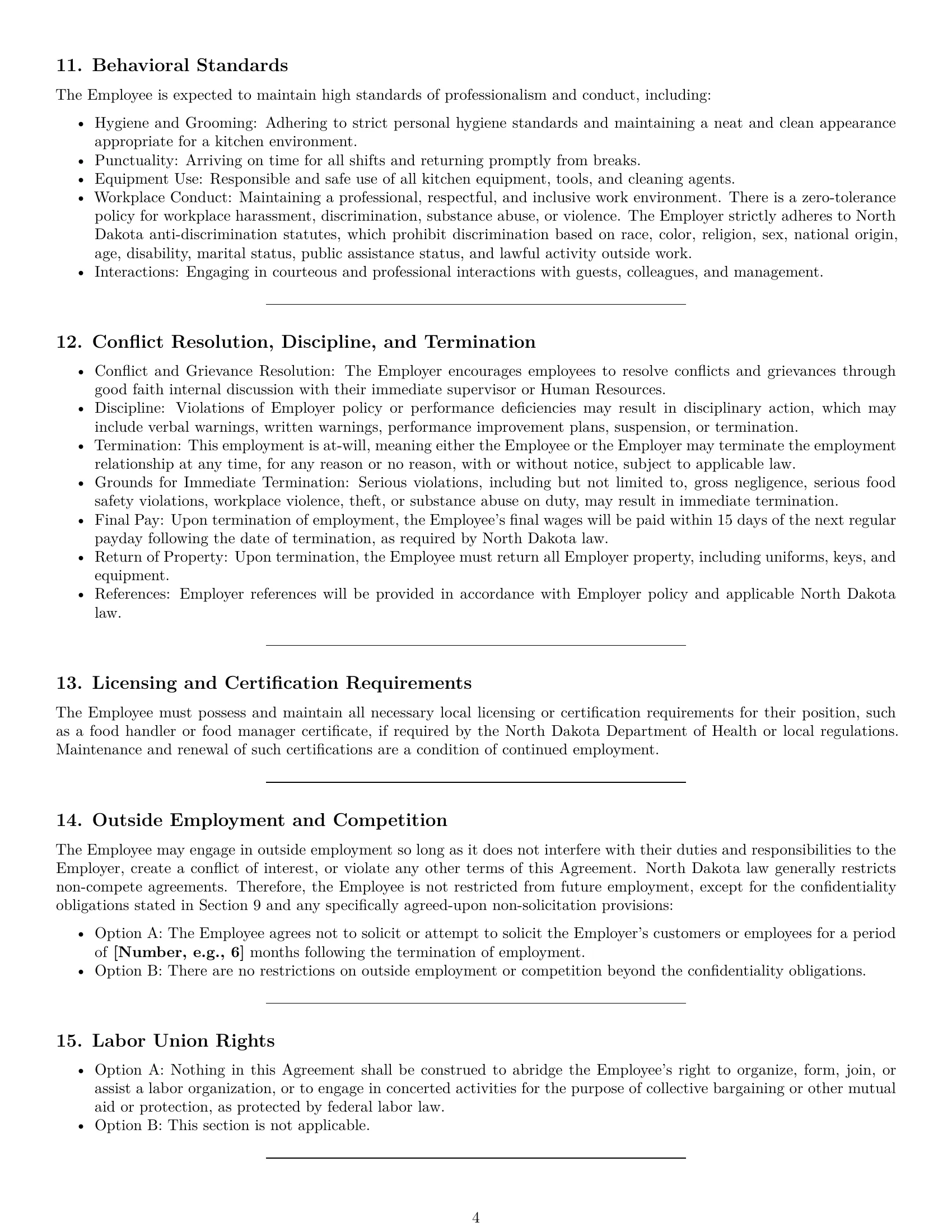 Preview page 4 of Pro North Dakota cook employment contract template