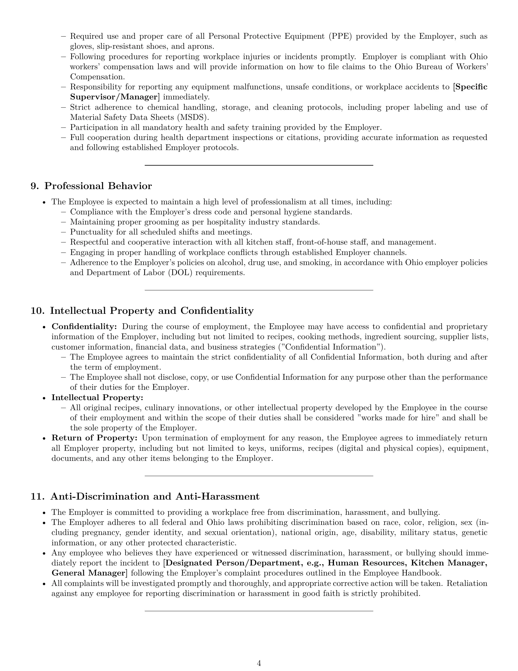 Preview page 4 of Pro Ohio cook employment contract template