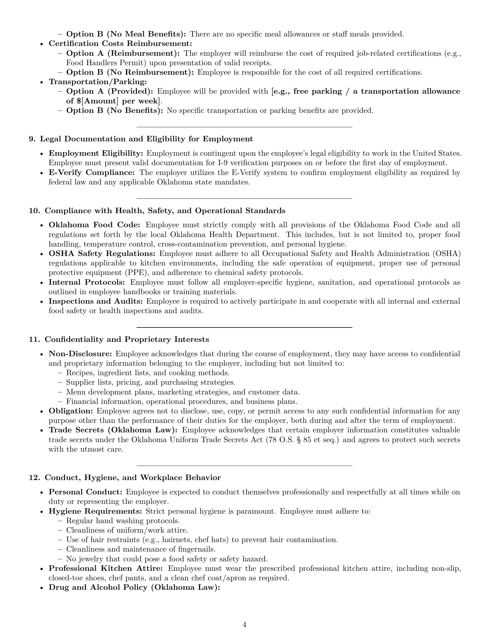 Preview page 4 of Pro Oklahoma cook employment contract template