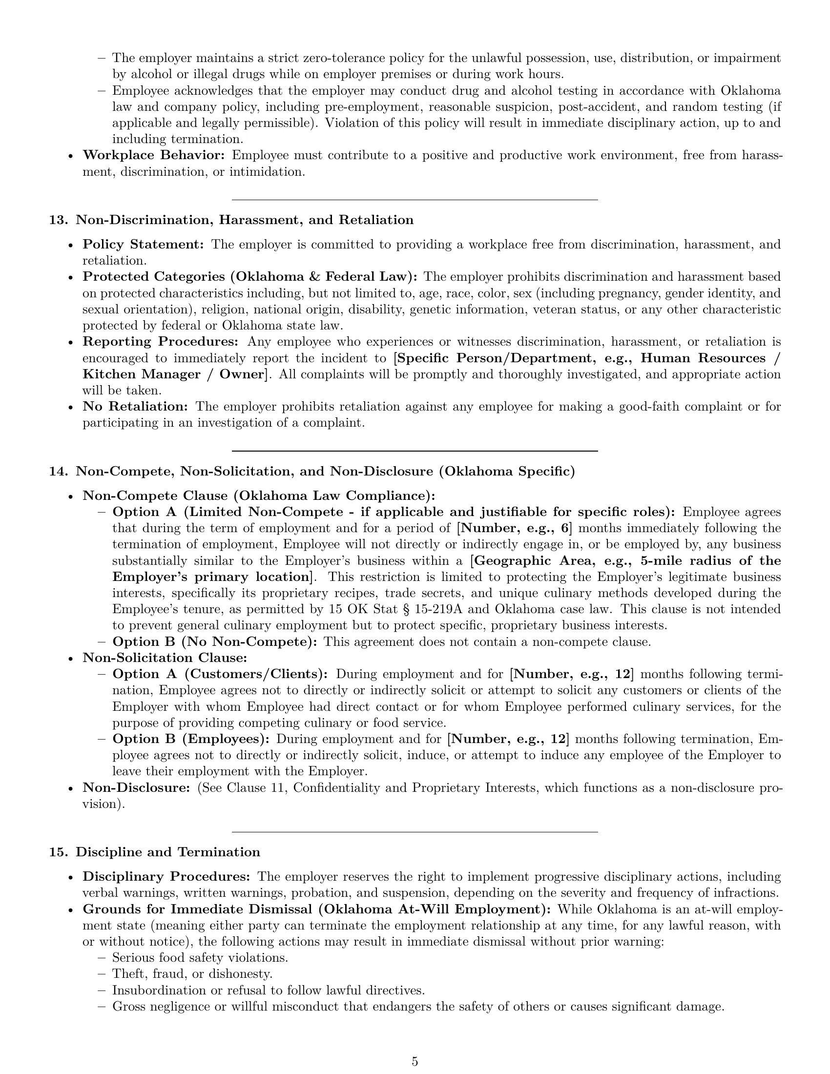 Preview page 5 of Pro Oklahoma cook employment contract template