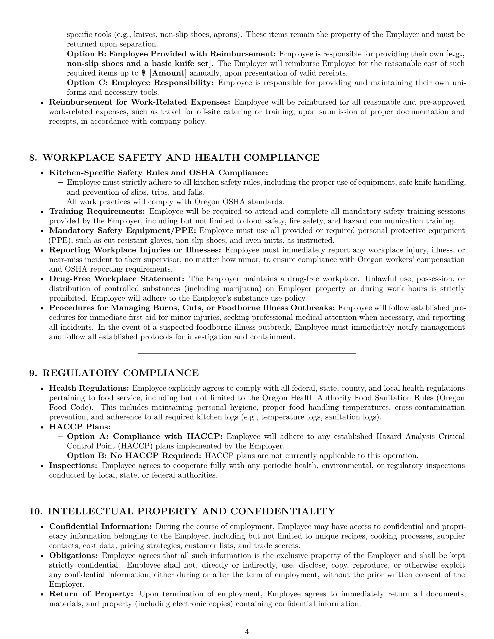 Preview page 4 of Pro Oregon cook employment contract template