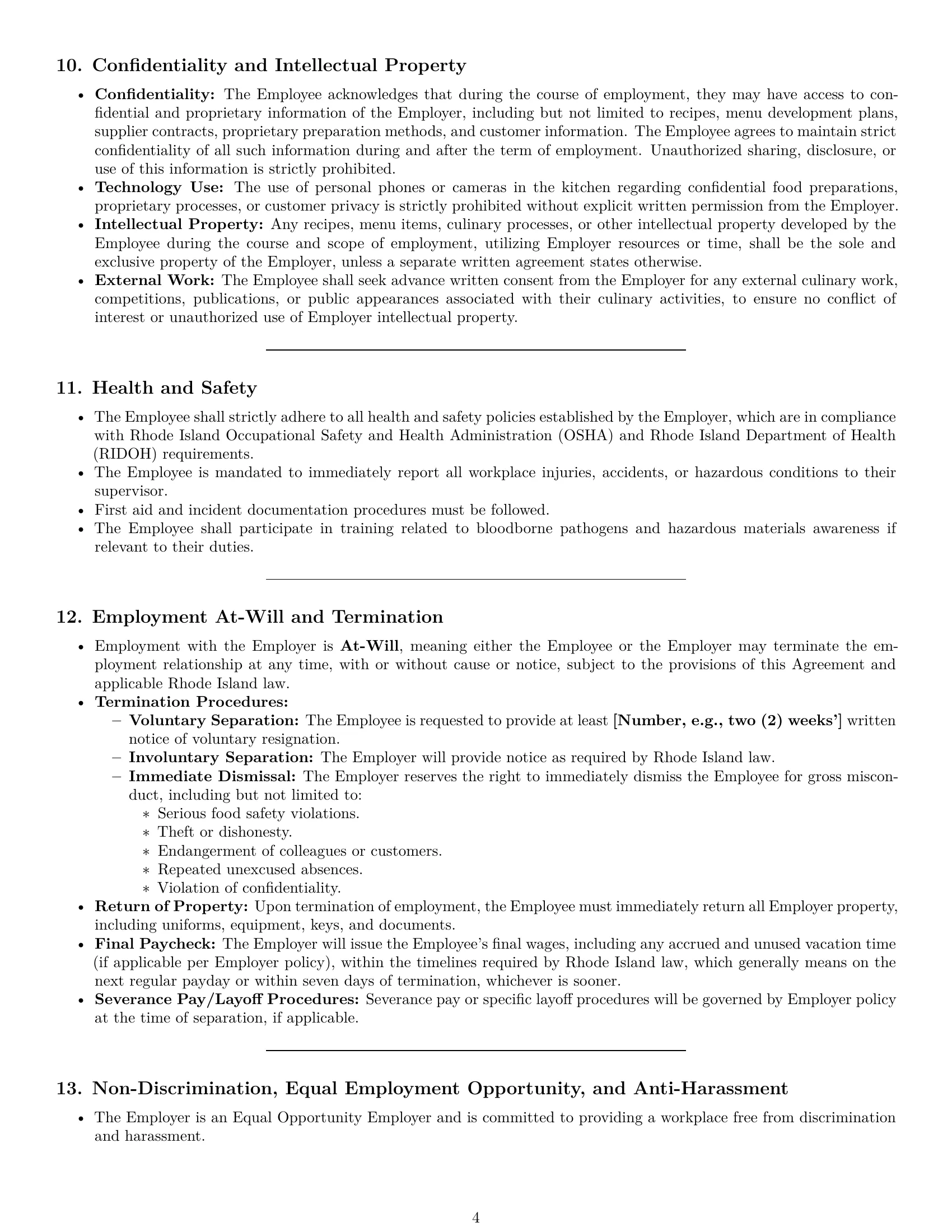 Preview page 4 of Pro Rhode Island cook employment contract template