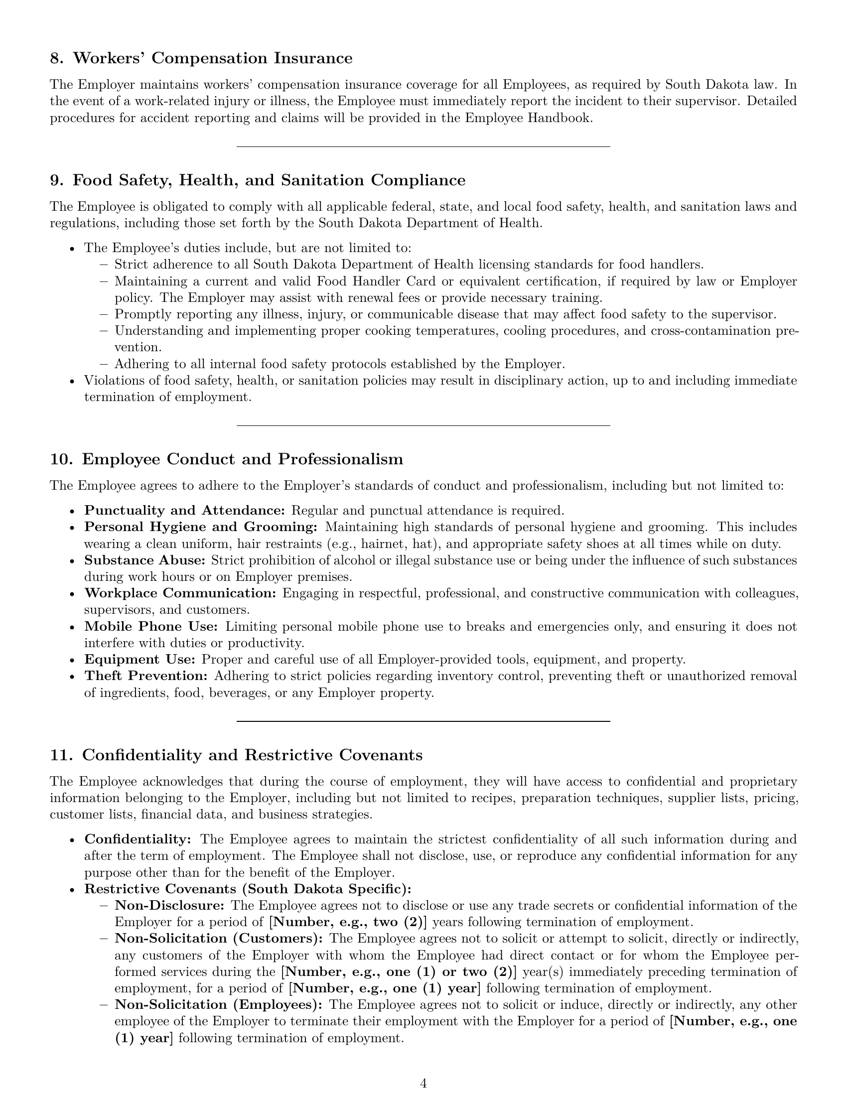 Preview page 4 of Pro South Dakota cook employment contract template