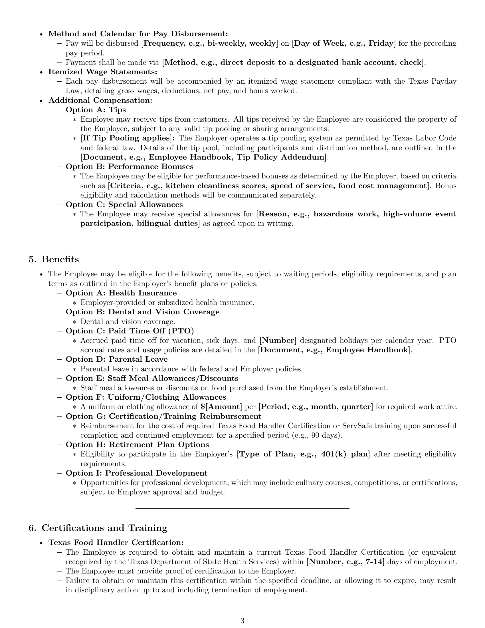 Preview page 3 of Pro Texas cook employment contract template