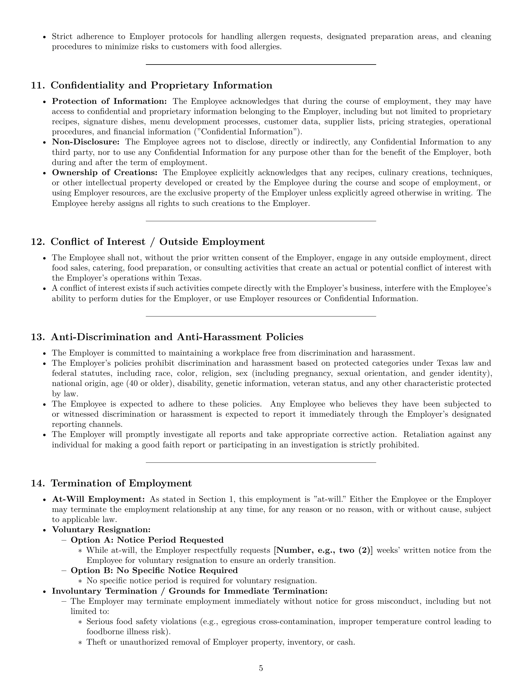 Preview page 5 of Pro Texas cook employment contract template