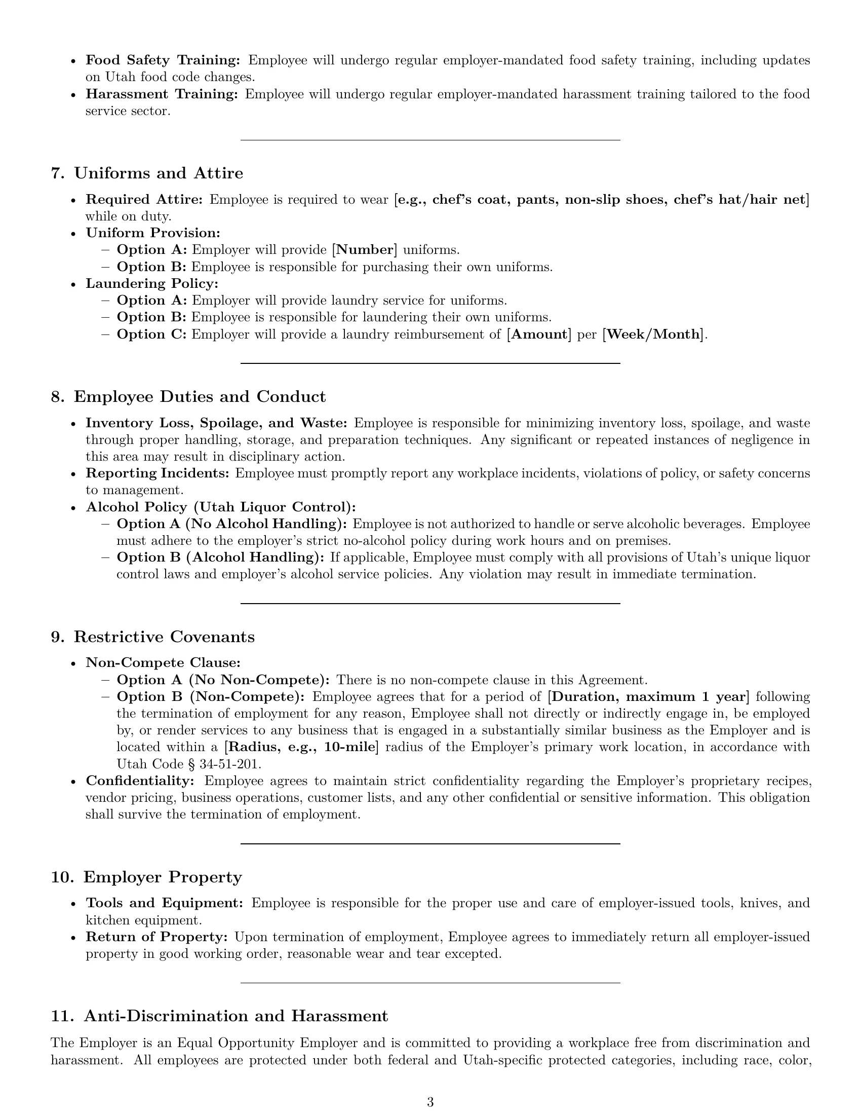 Preview page 3 of Pro Utah cook employment contract template