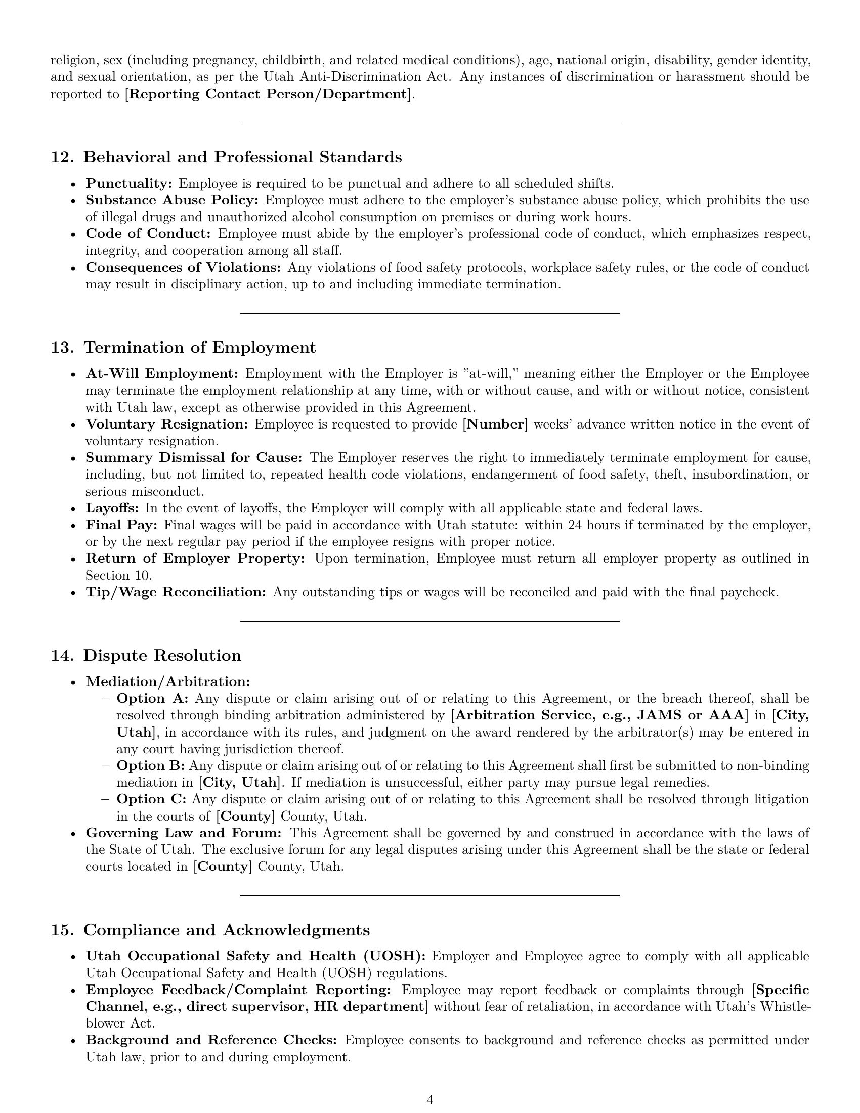 Preview page 4 of Pro Utah cook employment contract template