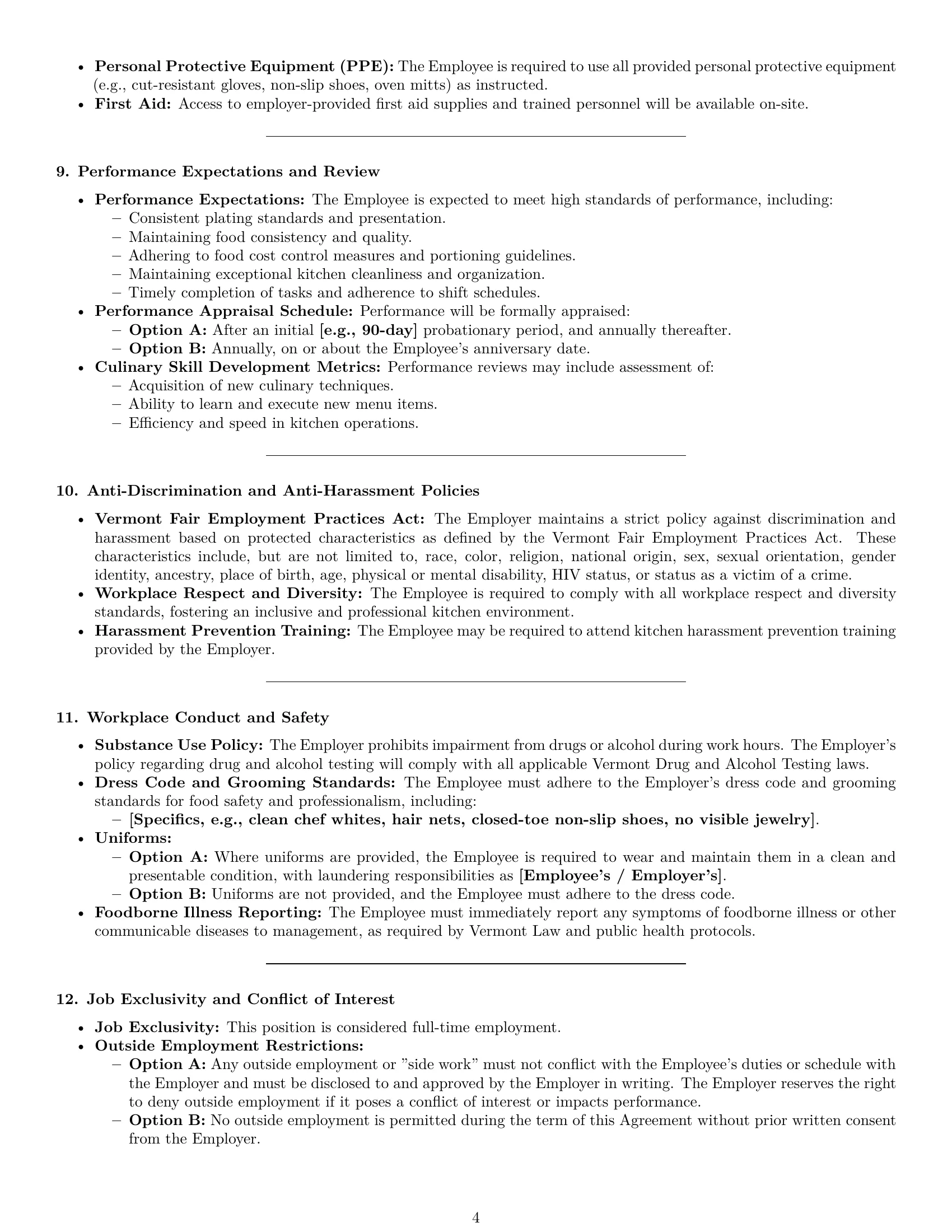 Preview page 4 of Pro Vermont cook employment contract template