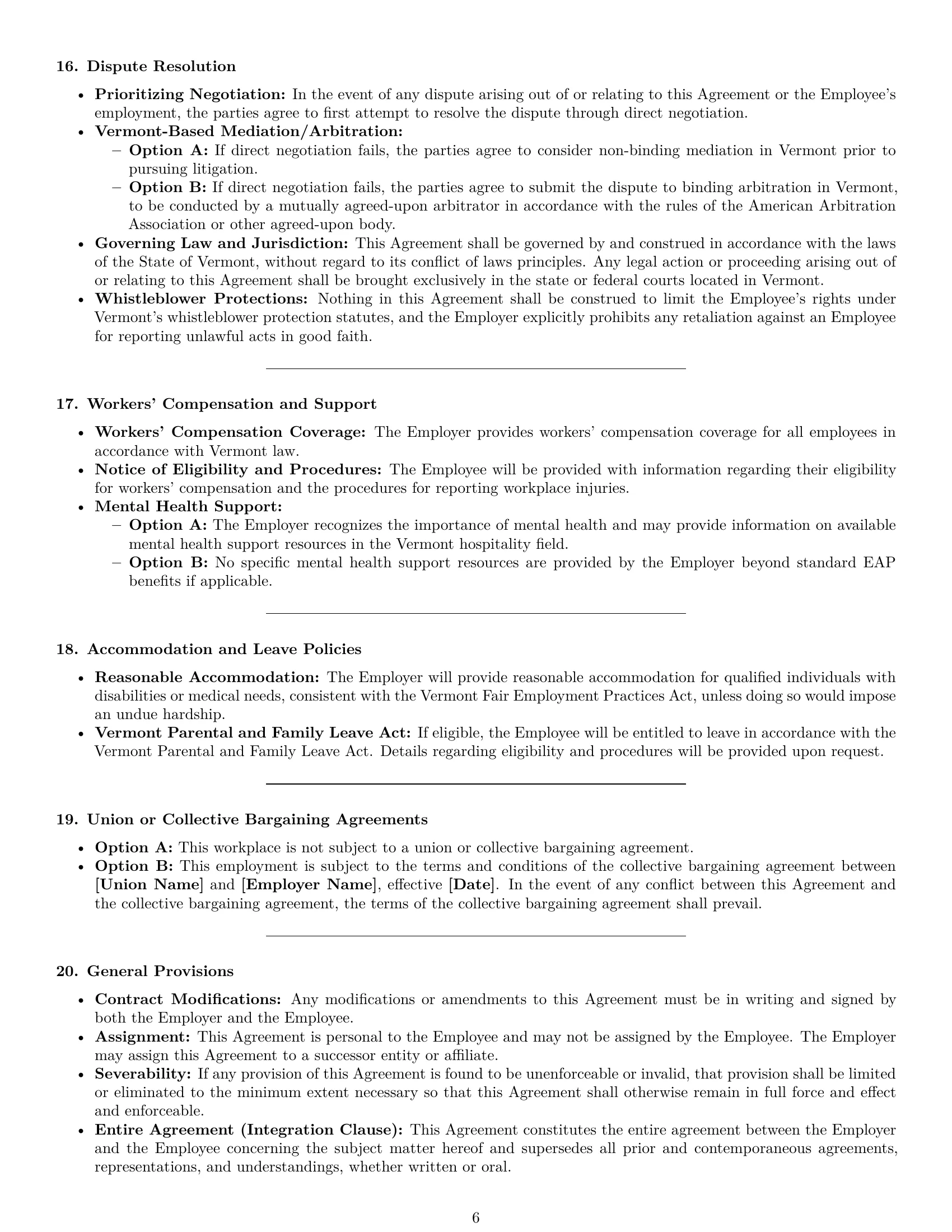 Preview page 6 of Pro Vermont cook employment contract template