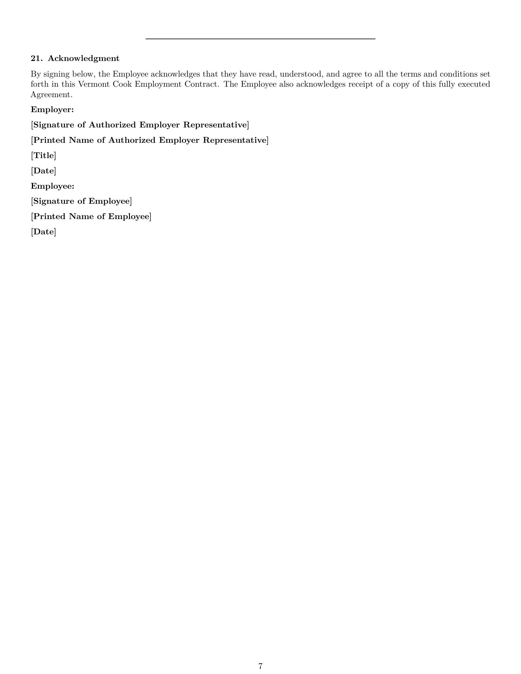 Preview page 7 of Pro Vermont cook employment contract template