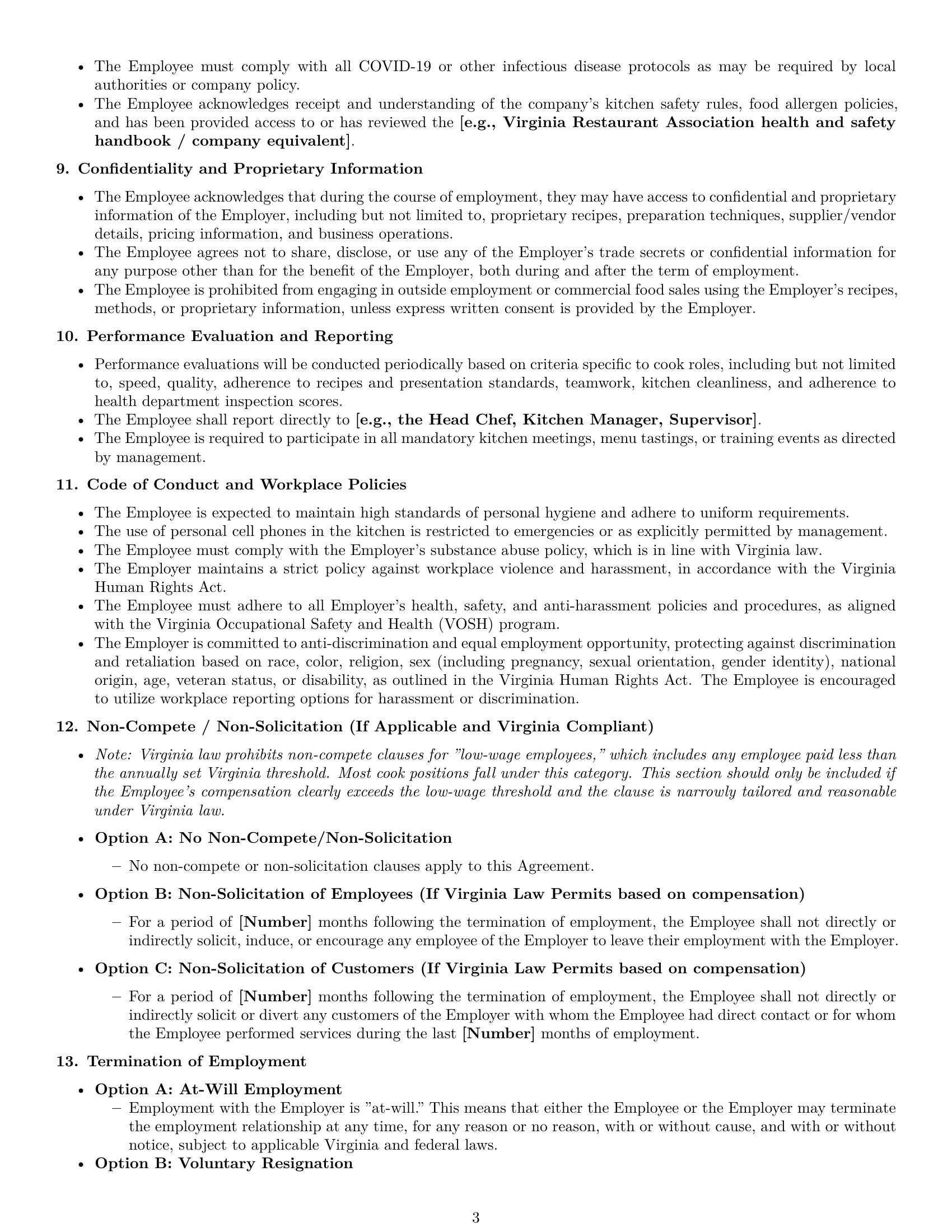 Preview page 3 of Pro Virginia cook employment contract template