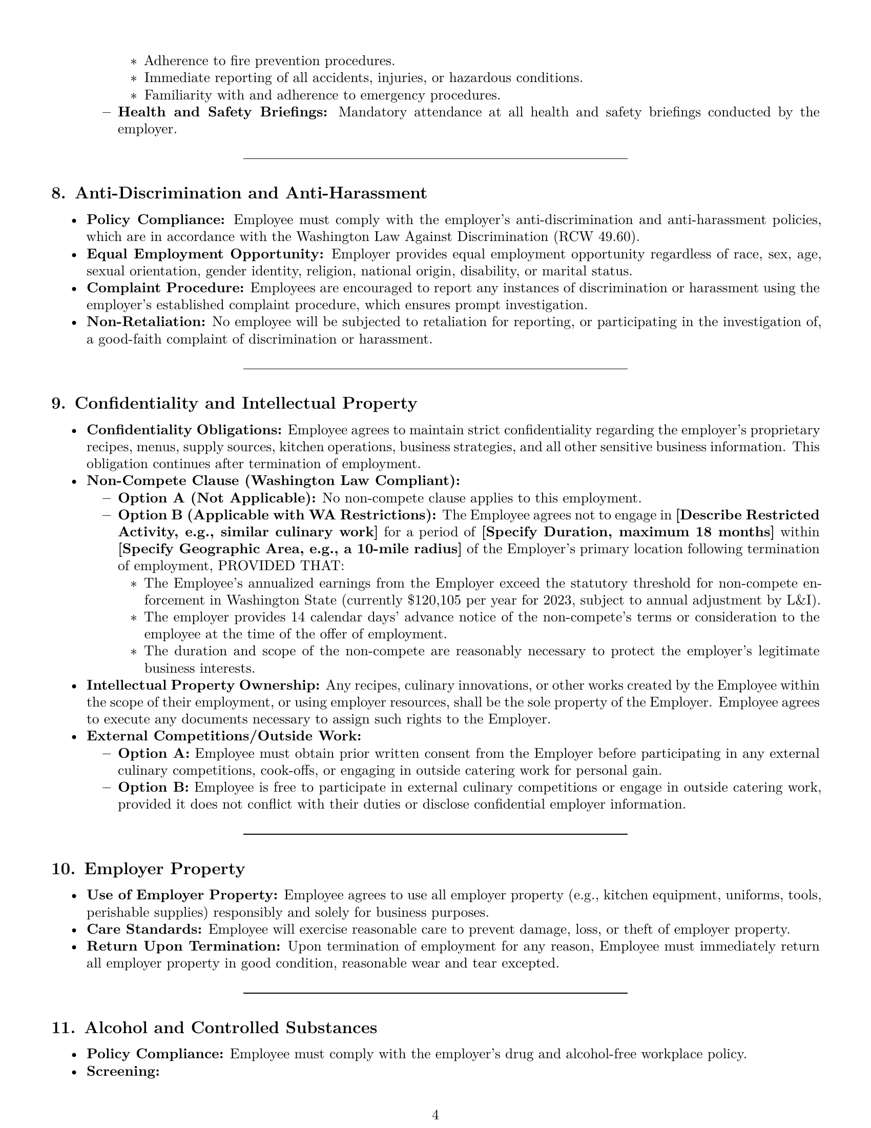 Preview page 4 of Pro Washington cook employment contract template