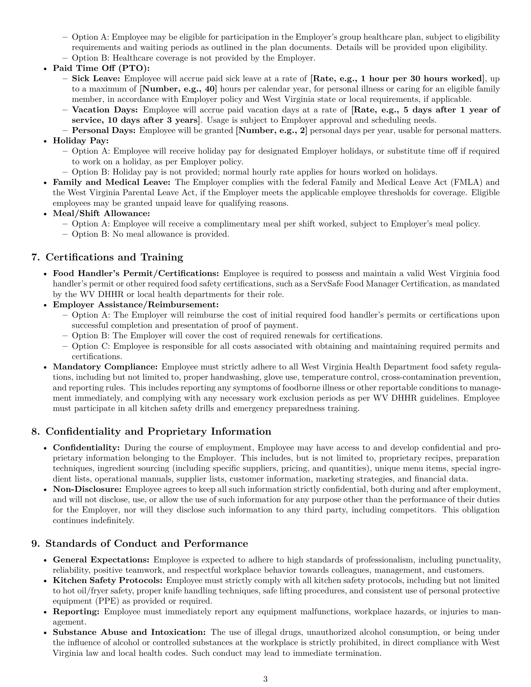 Preview page 3 of Pro West Virginia cook employment contract template