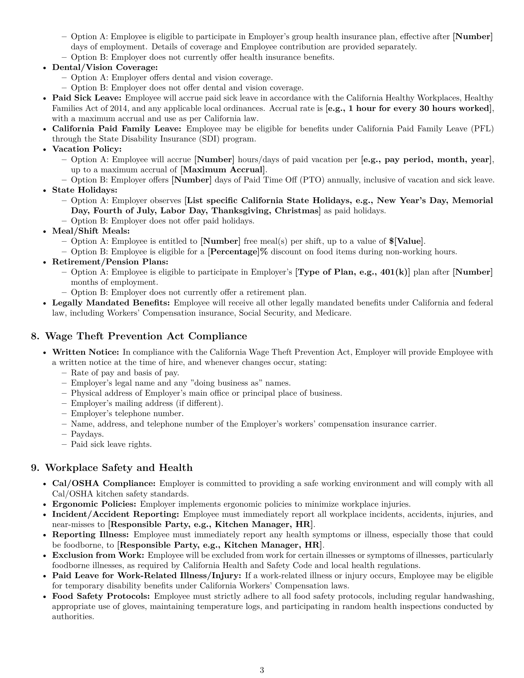 Preview page 3 of Pro California cook employment contract template