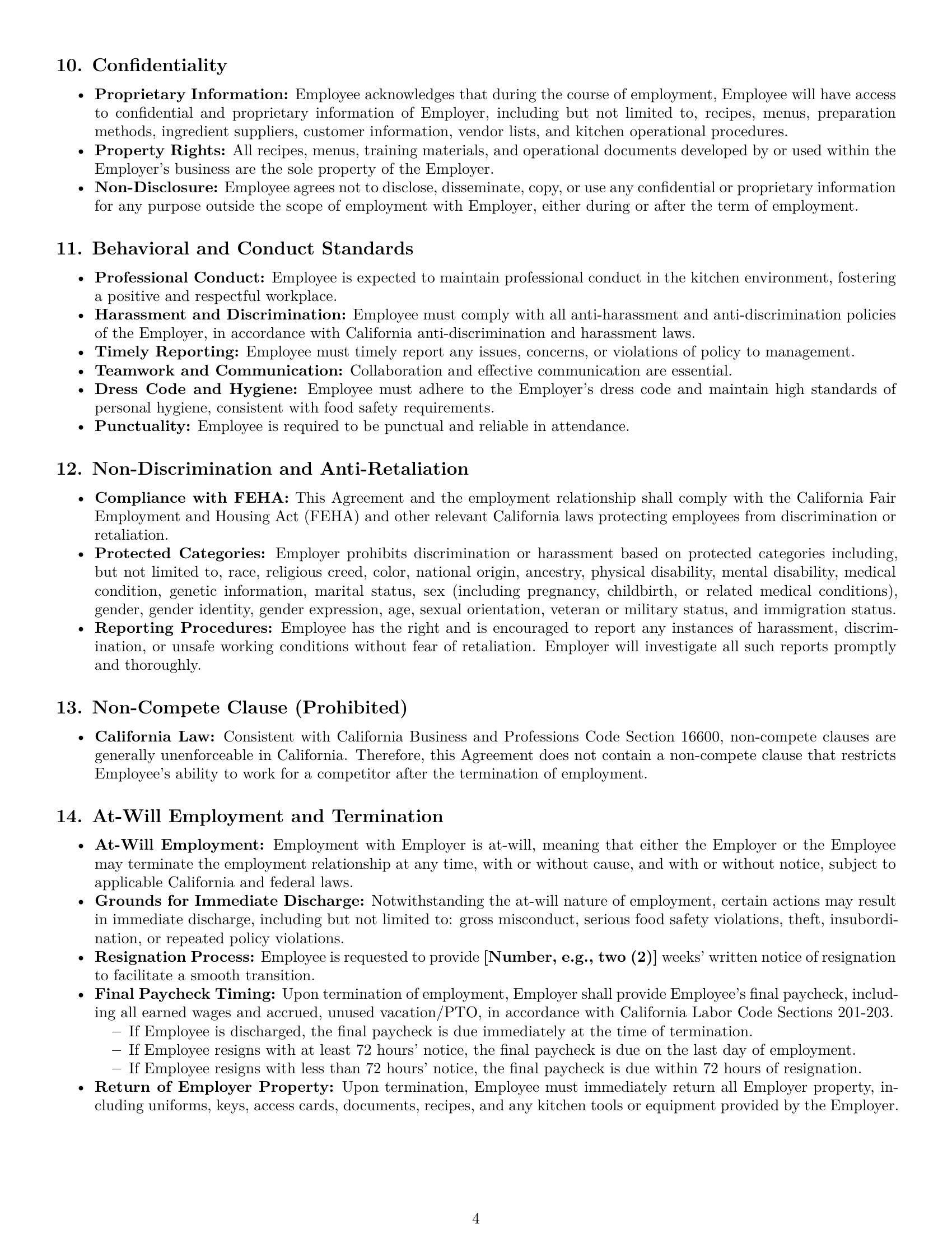Preview page 4 of Pro California cook employment contract template