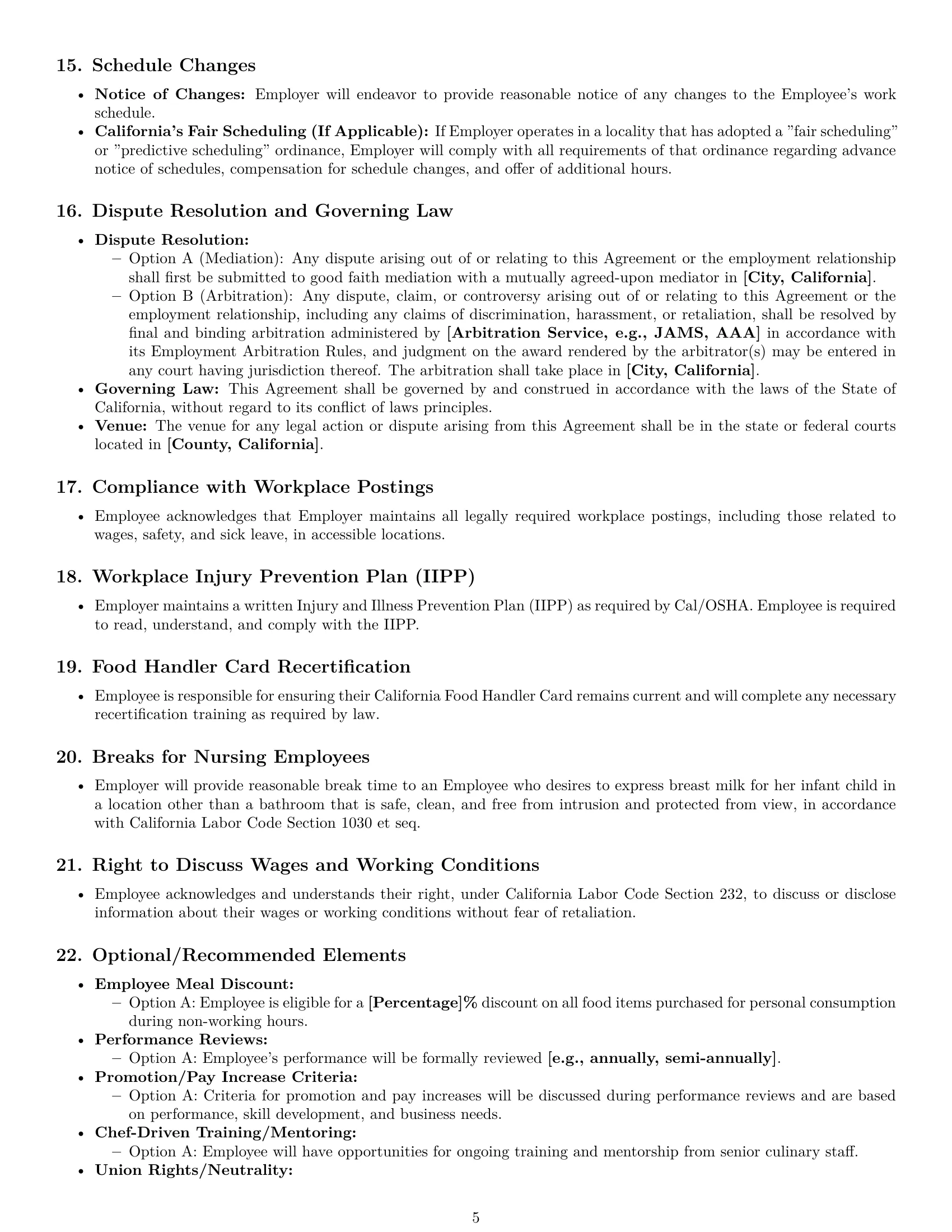 Preview page 5 of Pro California cook employment contract template