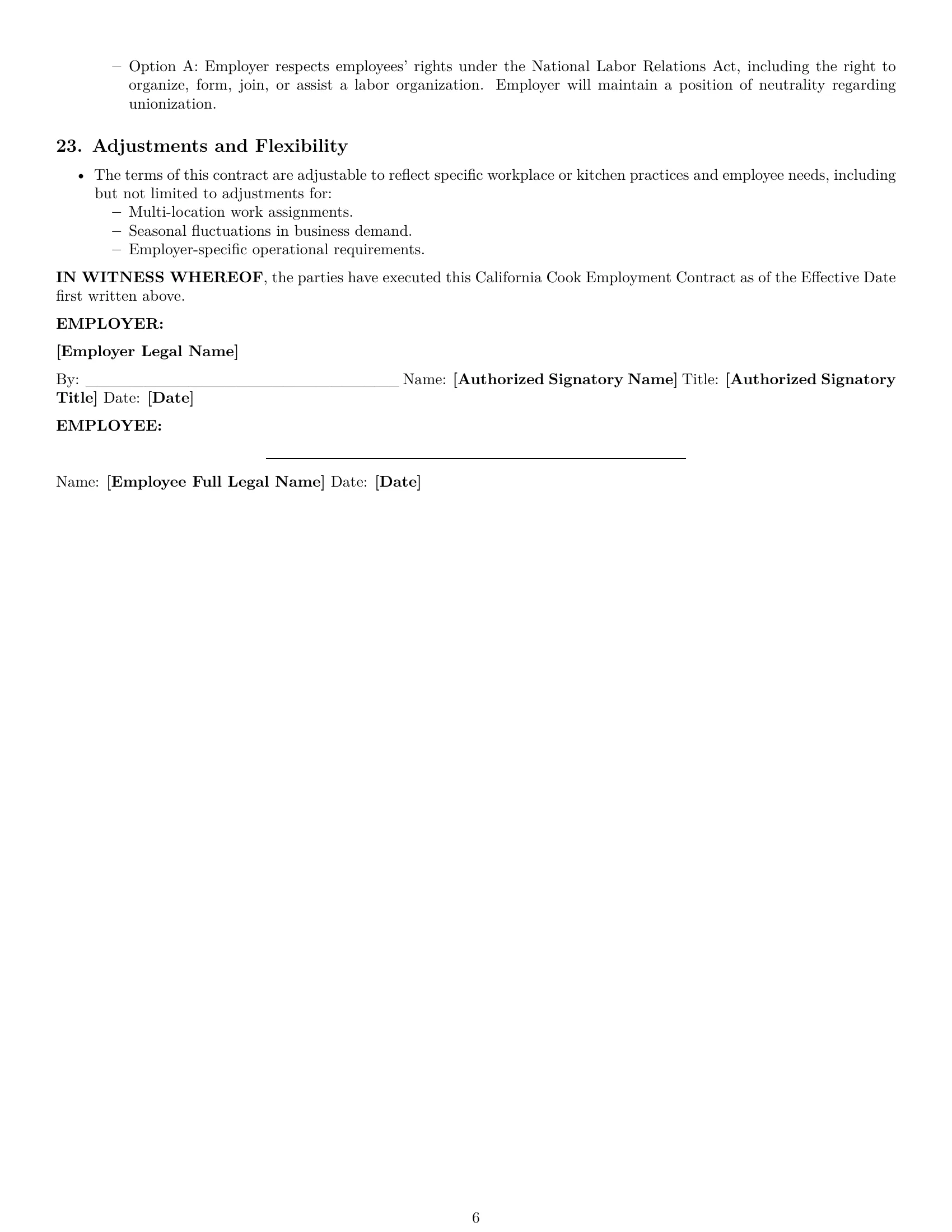 Preview page 6 of Pro California cook employment contract template