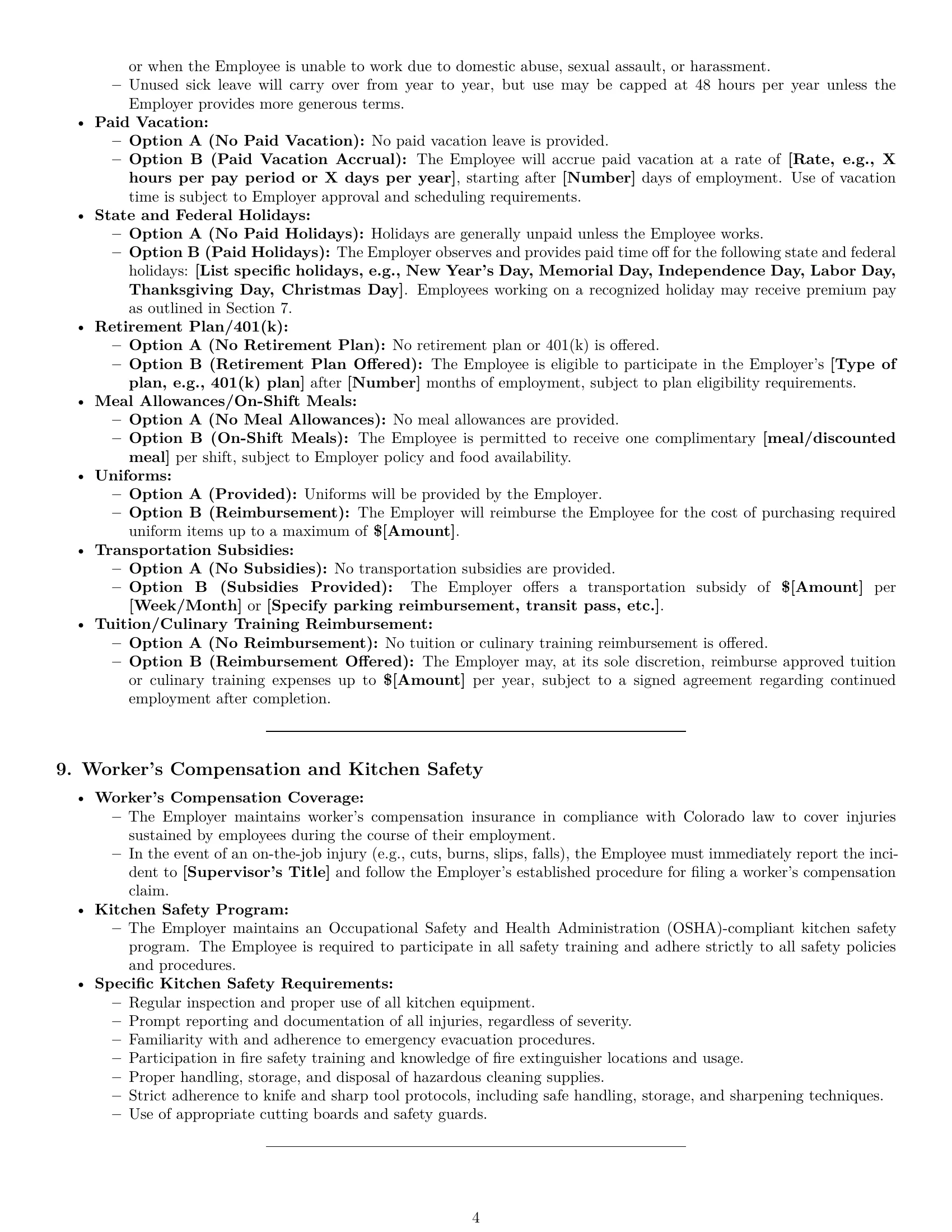Preview page 4 of Pro Colorado cook employment contract template