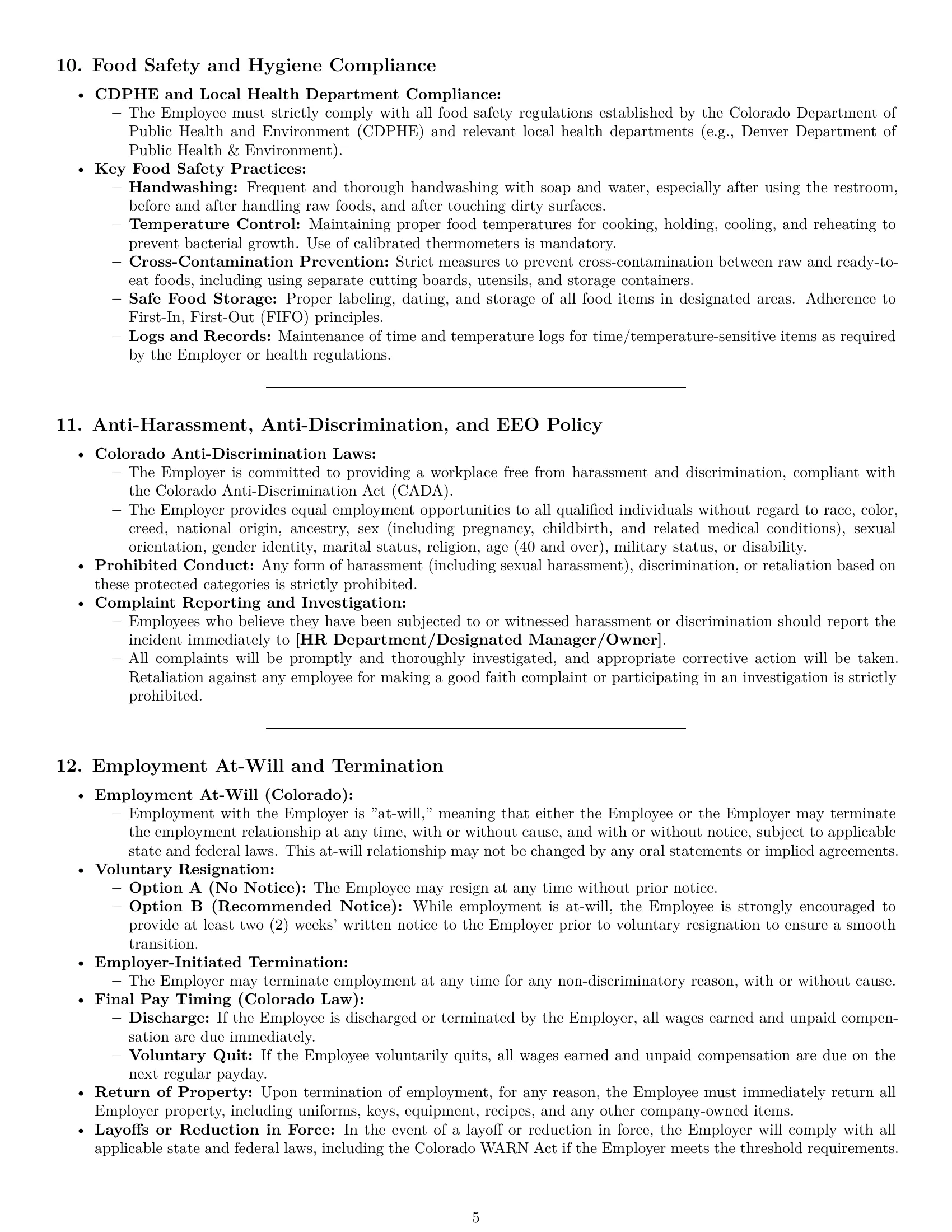 Preview page 5 of Pro Colorado cook employment contract template