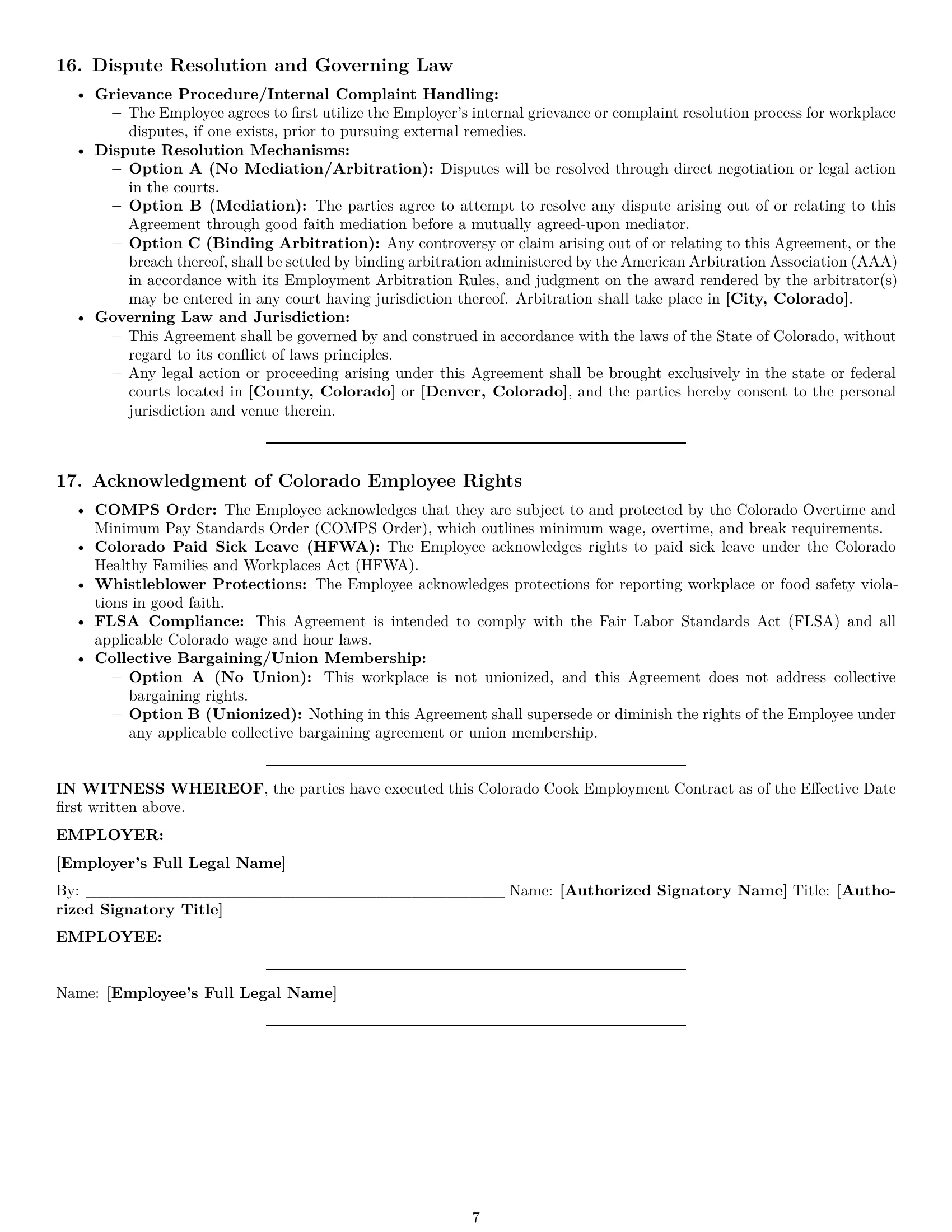 Preview page 7 of Pro Colorado cook employment contract template