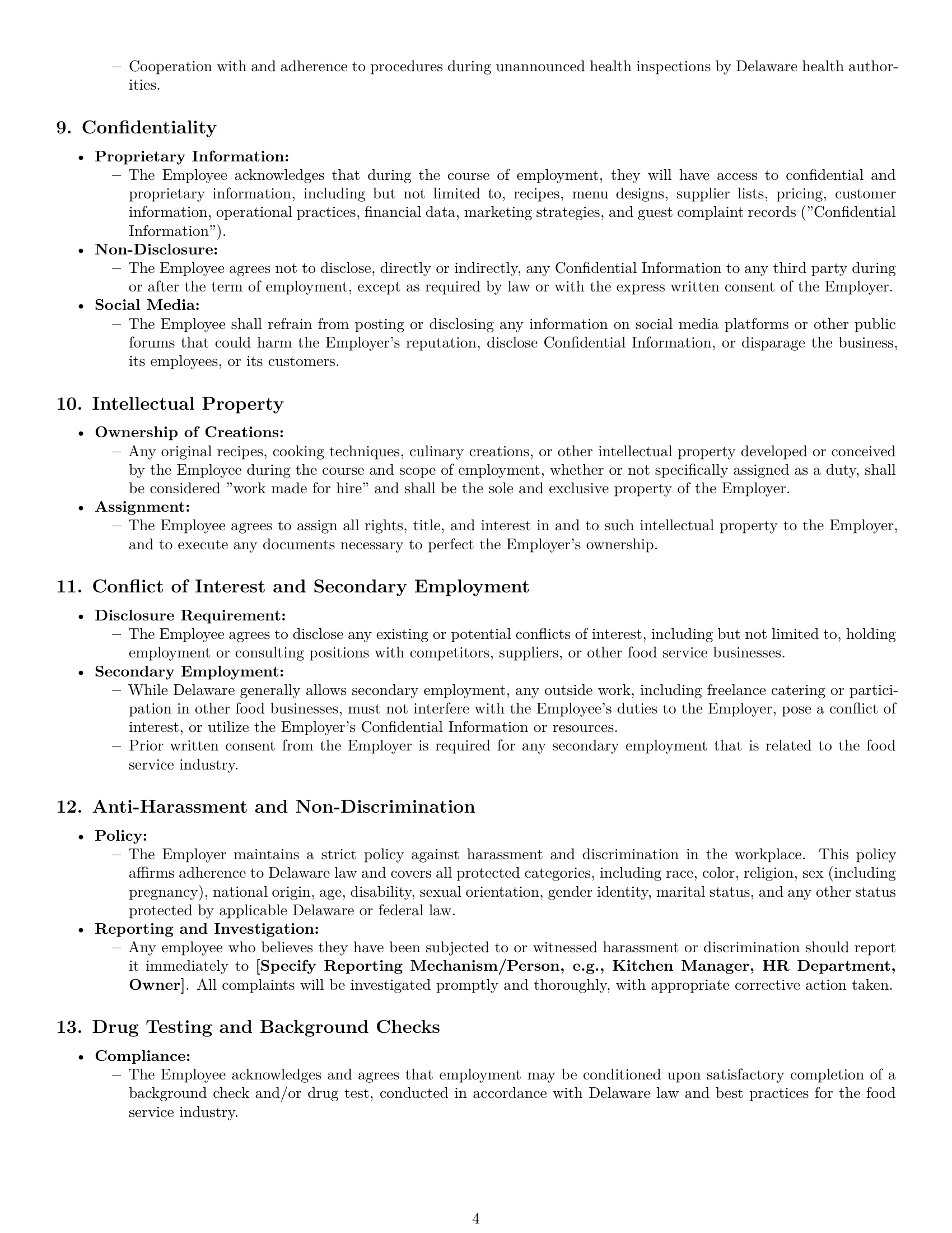Preview page 4 of Pro Delaware cook employment contract template