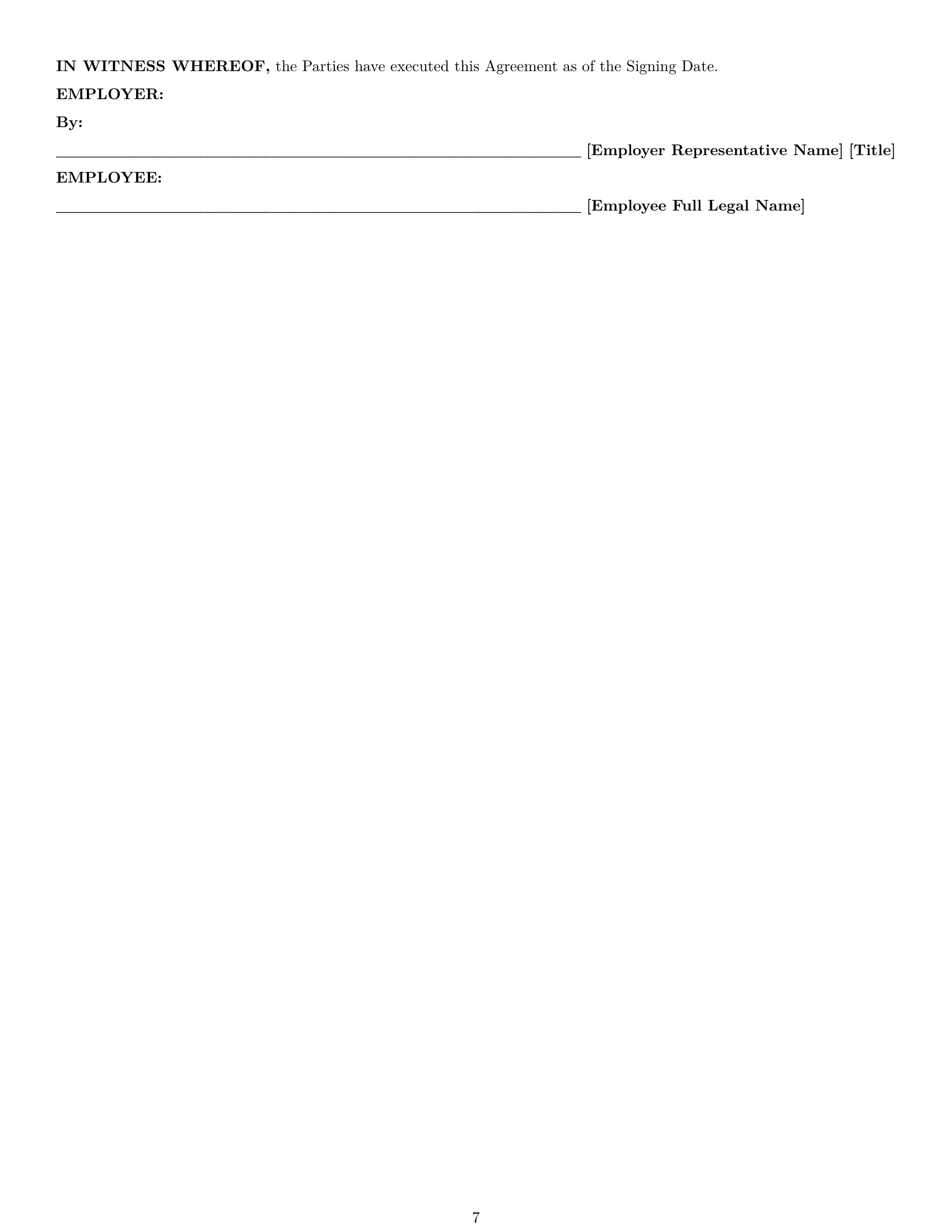 Preview page 7 of Pro Florida cook employment contract template