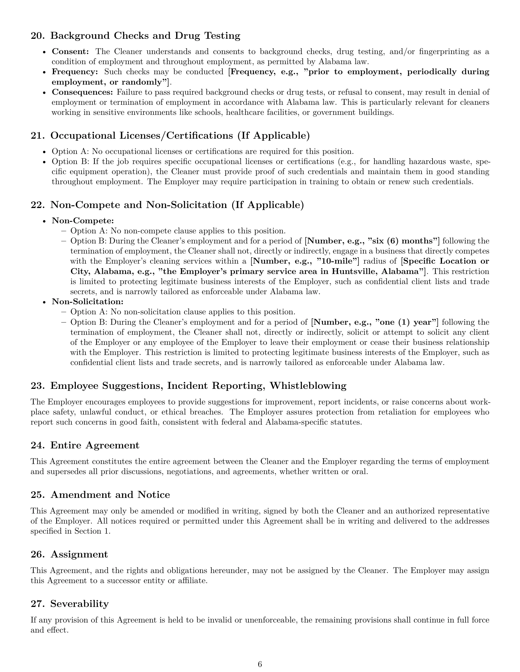 Preview page 6 of Pro Alabama cleaner employment contract template